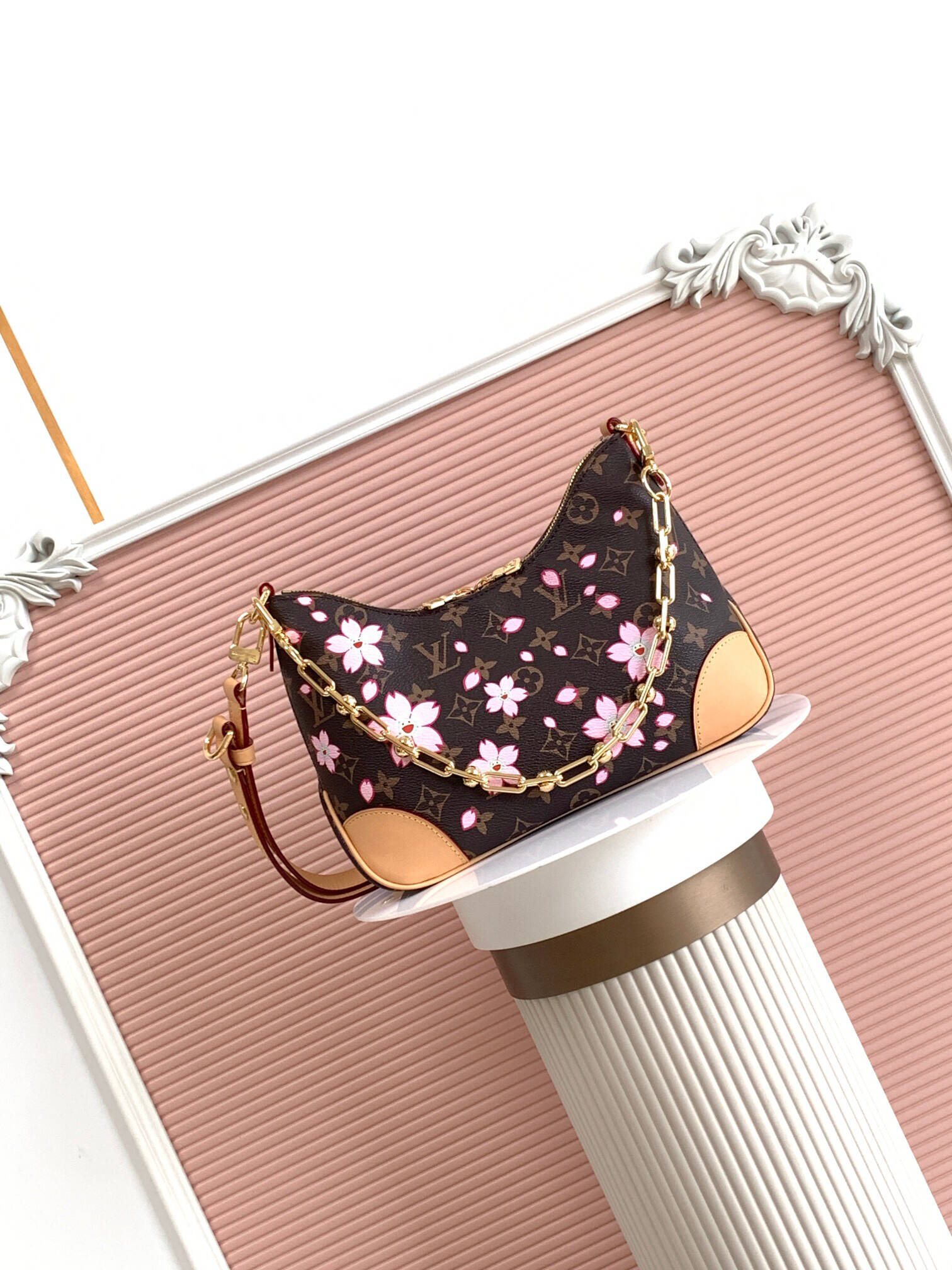 CH 2026 FLORAL CHAIN HOBO BROWN