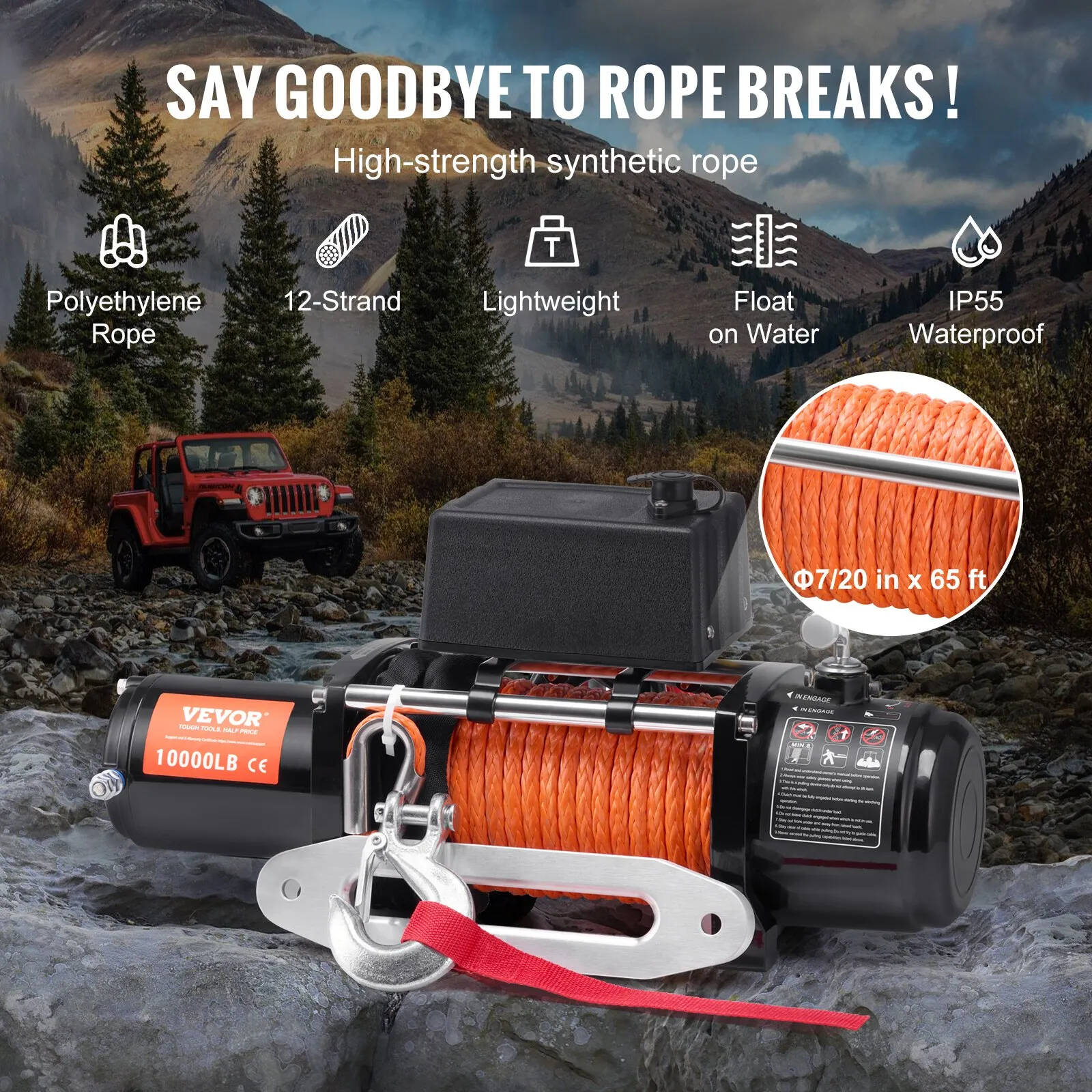 Electric Winch, 18,000 lb, 12V DC Truck Winch with Φ7/16 in x 85 ft Steel Cable Roller Fairlead Wireless & Wired Remote Control, IP55 Waterproof for Towing Off-Road SUV Jeep Truck Trailer Boat