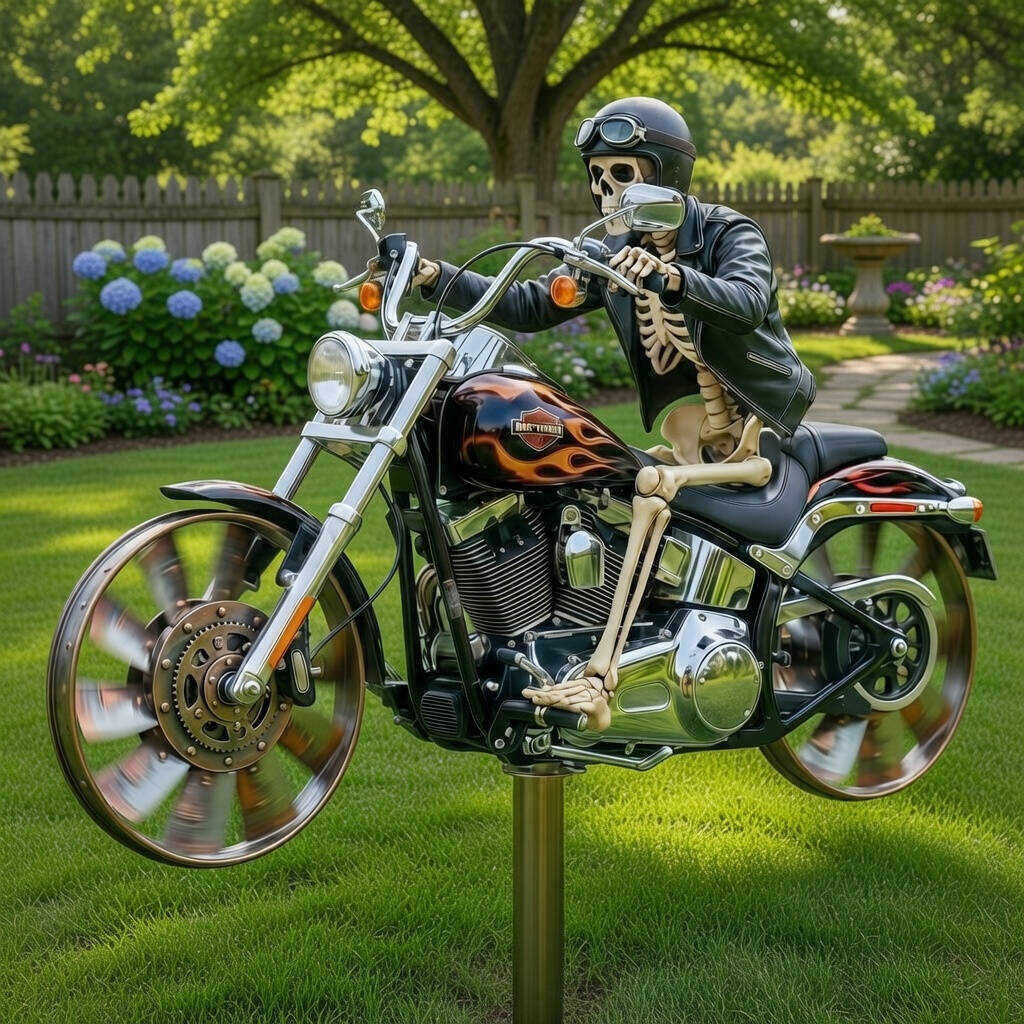 Skeleton Harley-Davidson Garden Wind Spinner