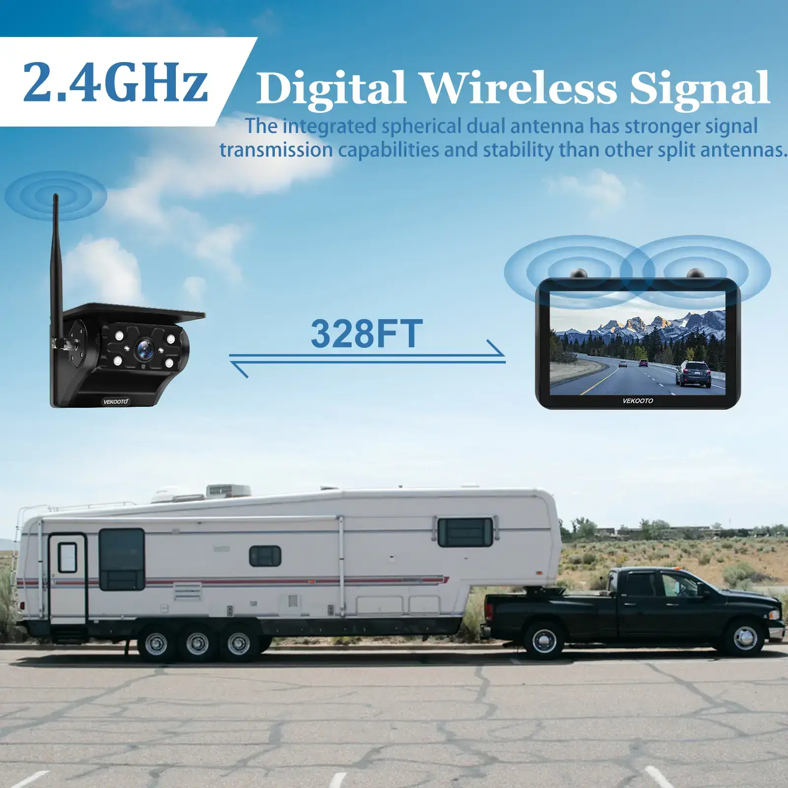 Magnetic Solar Wireless Backup Camera 7'' IPS Touchscreen Monitor HD1080P No Wiring Rechargeable Camera for RV Trailer Camper Car Blind Spot Truck Automotive Backup Camera for Truck IP69 Waterproof IR Night Vision SummerVibes farmer