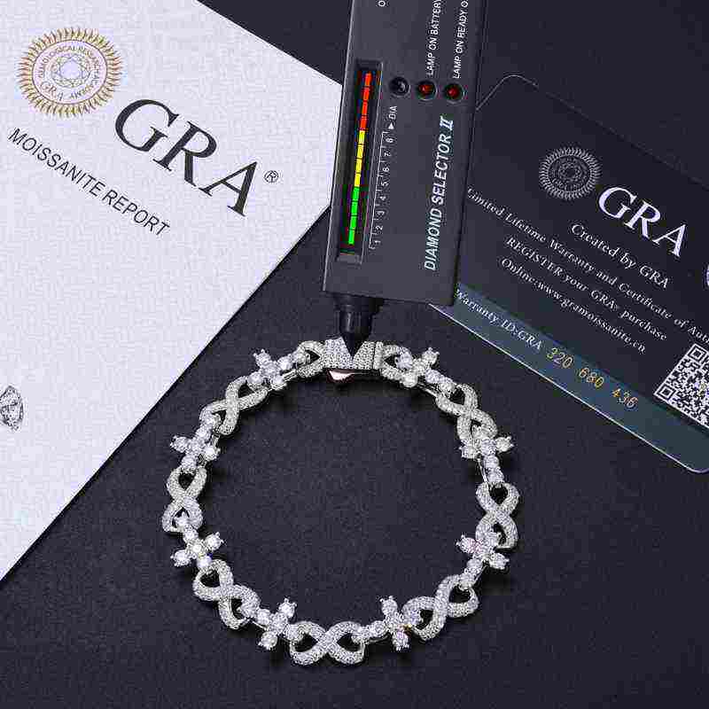 TestTest 10mm S925 Moissanite Infinity Cross Link Bracelet
