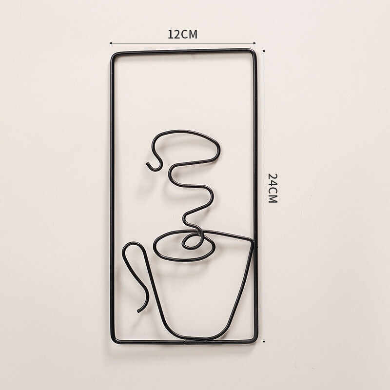 Coffee Cup Lines Metal Wall Art