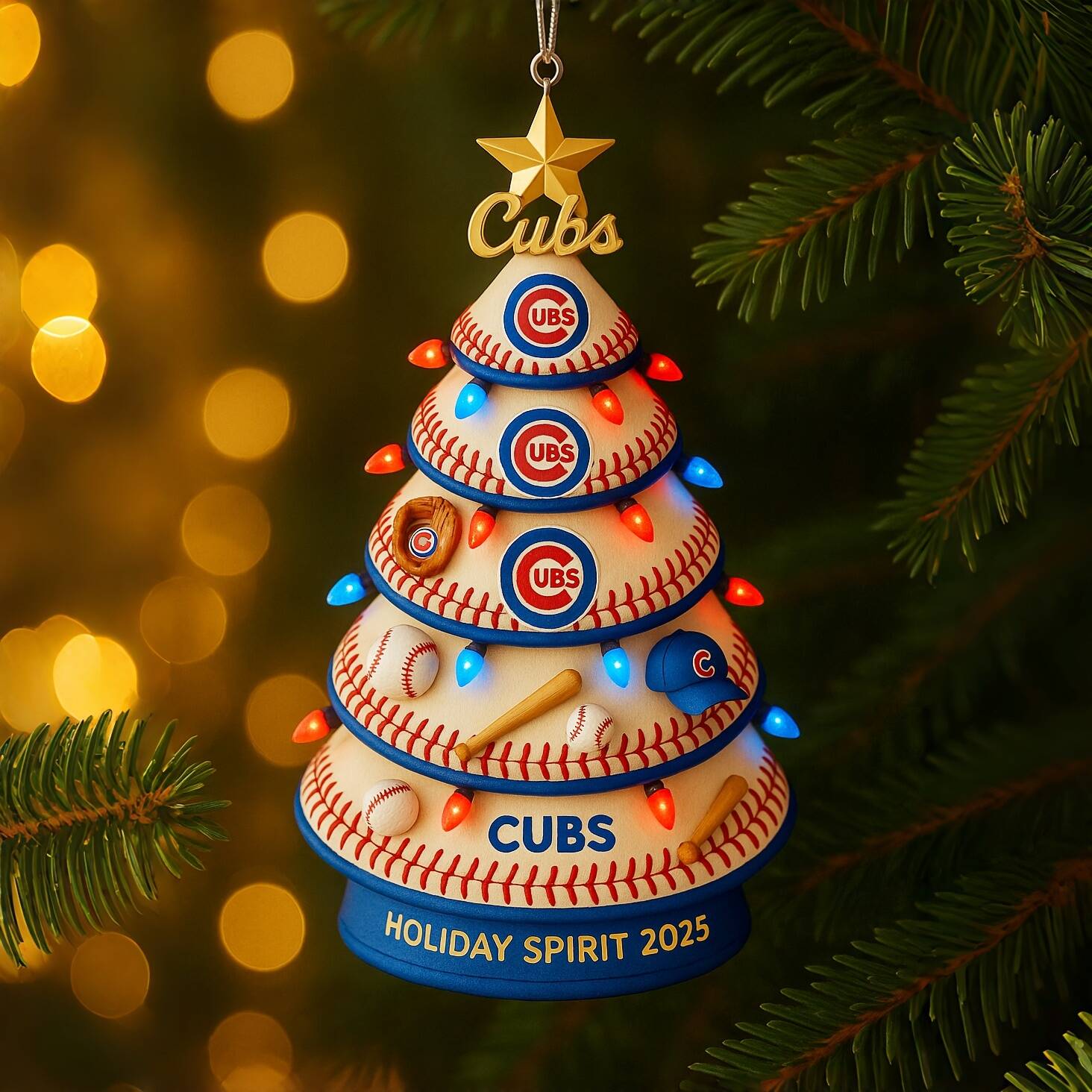 Cubs Holiday Spirit Christmas Tree Ornament 2025