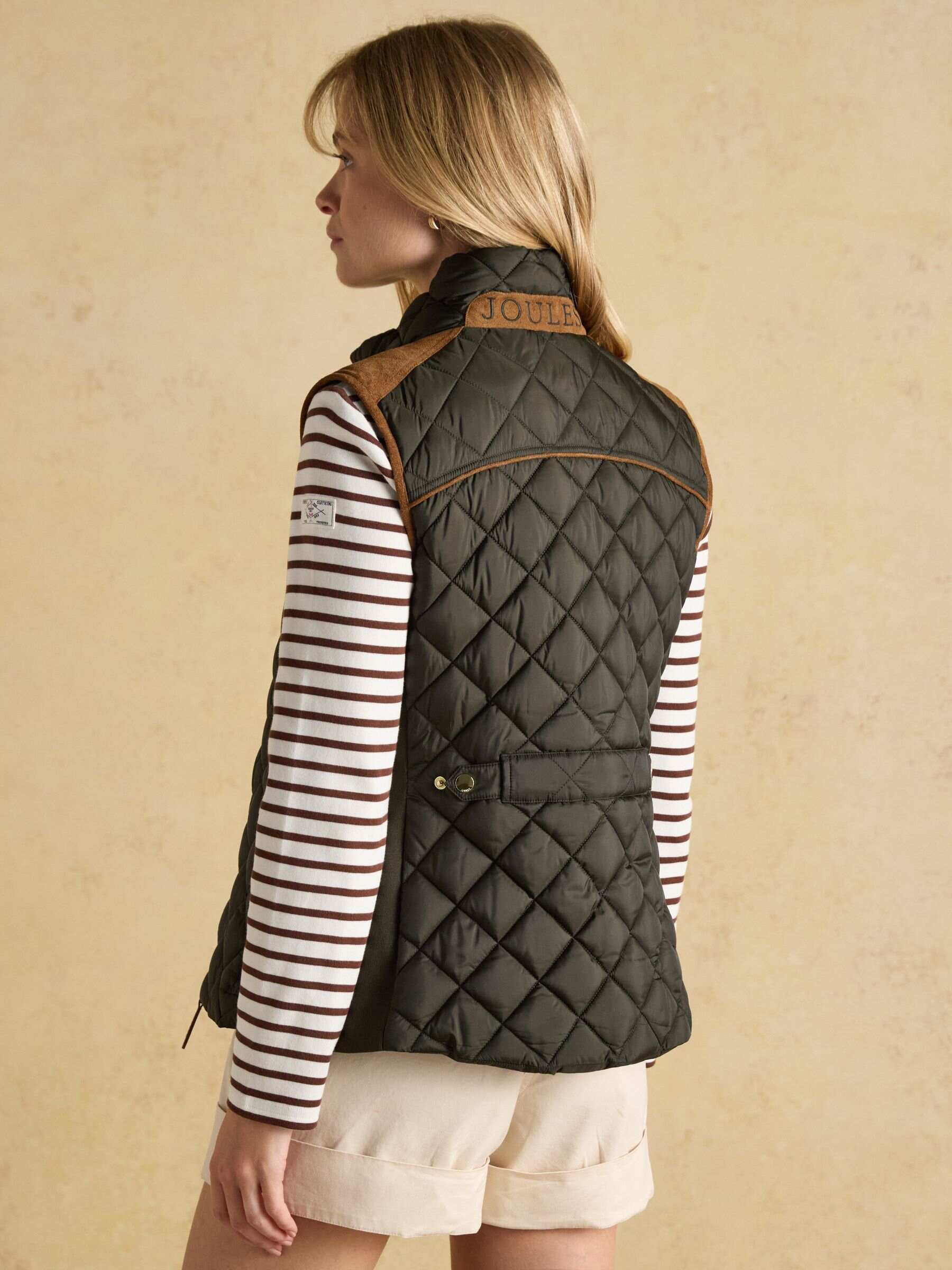 Braemar Luxe Khaki Green Showerproof Diamond Quilted Gilet