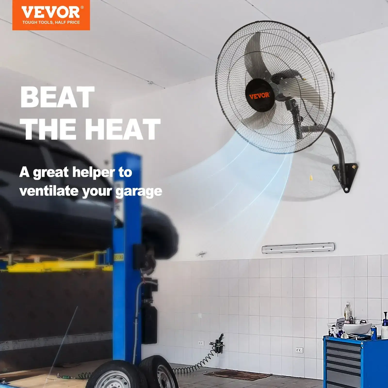 3-Speed Oscillating Industrial Wall Mount Fan, 20 Inch High Velocity 4650 CFM Cooling Fan for Warehouse, Greenhouse, Workshop & Home Use