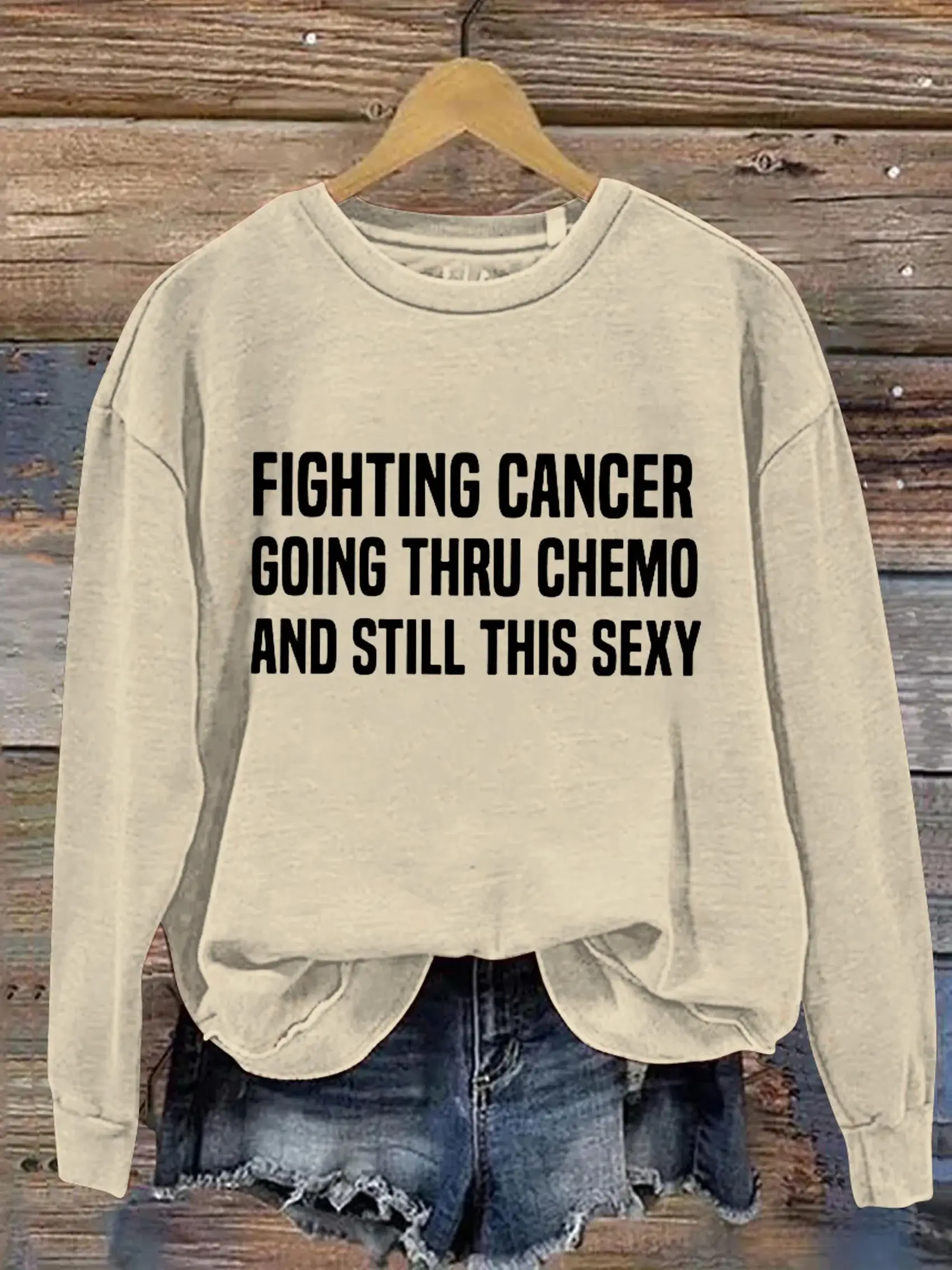 Fighting Cancer Art Print Pattern Casual Sweatshirt