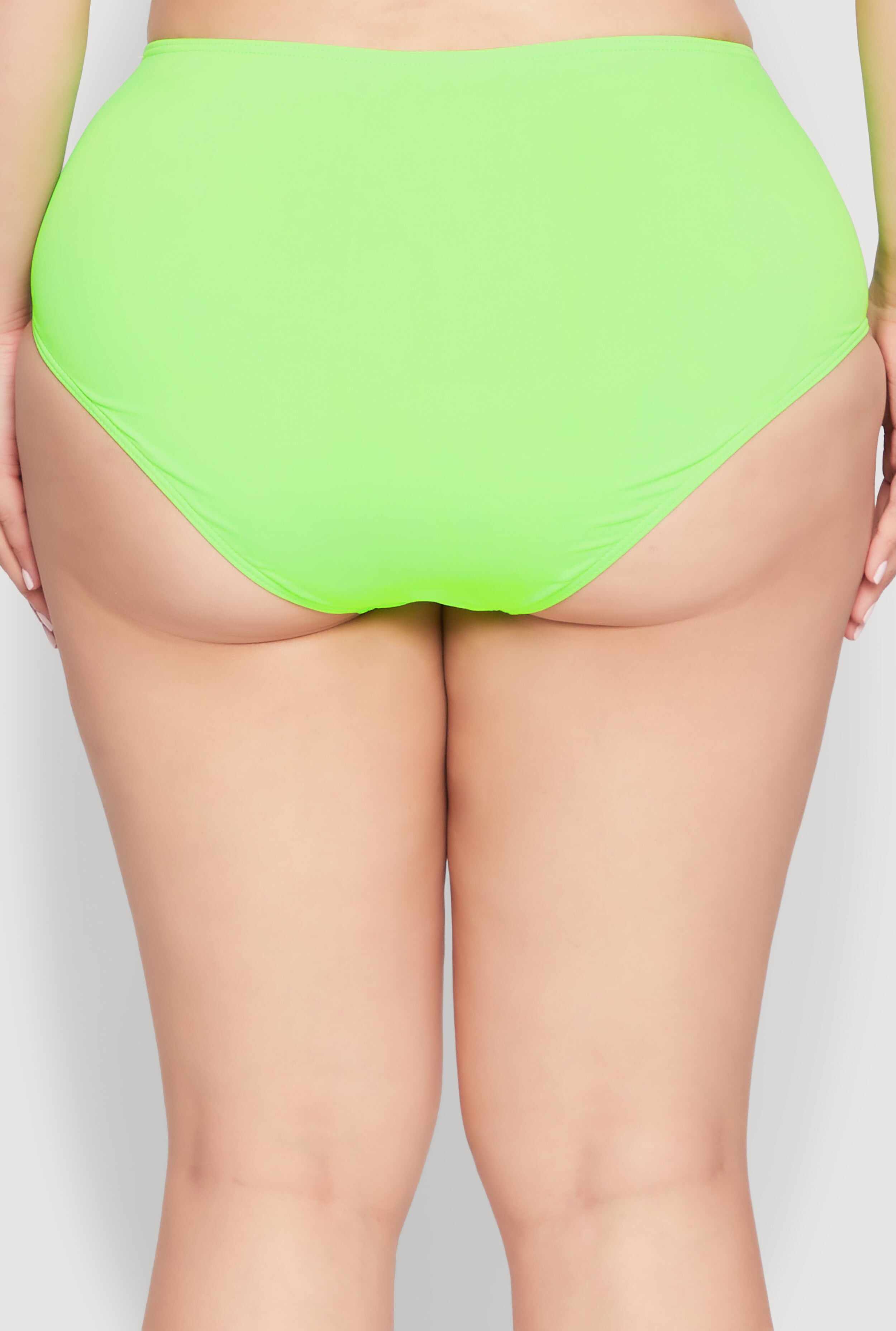Plus Size Neon High Waist Swim Bikini Bottoms