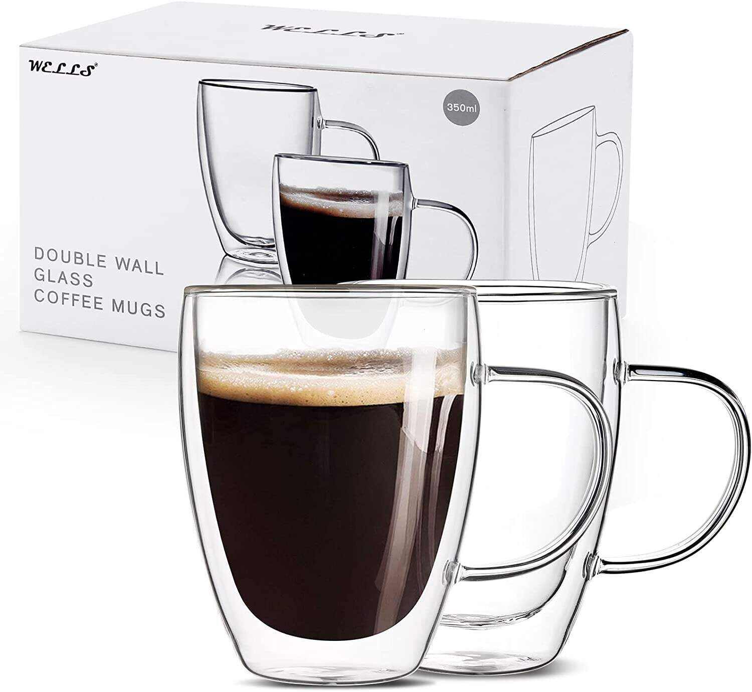Espresso Cups With Handle,Espresso Shot Glasses,Clear Expresso Coffee Cups,Double Wall Insulated Espresso Mugs,Microwave Dishwasher Safe,Suit for Espresso Machine