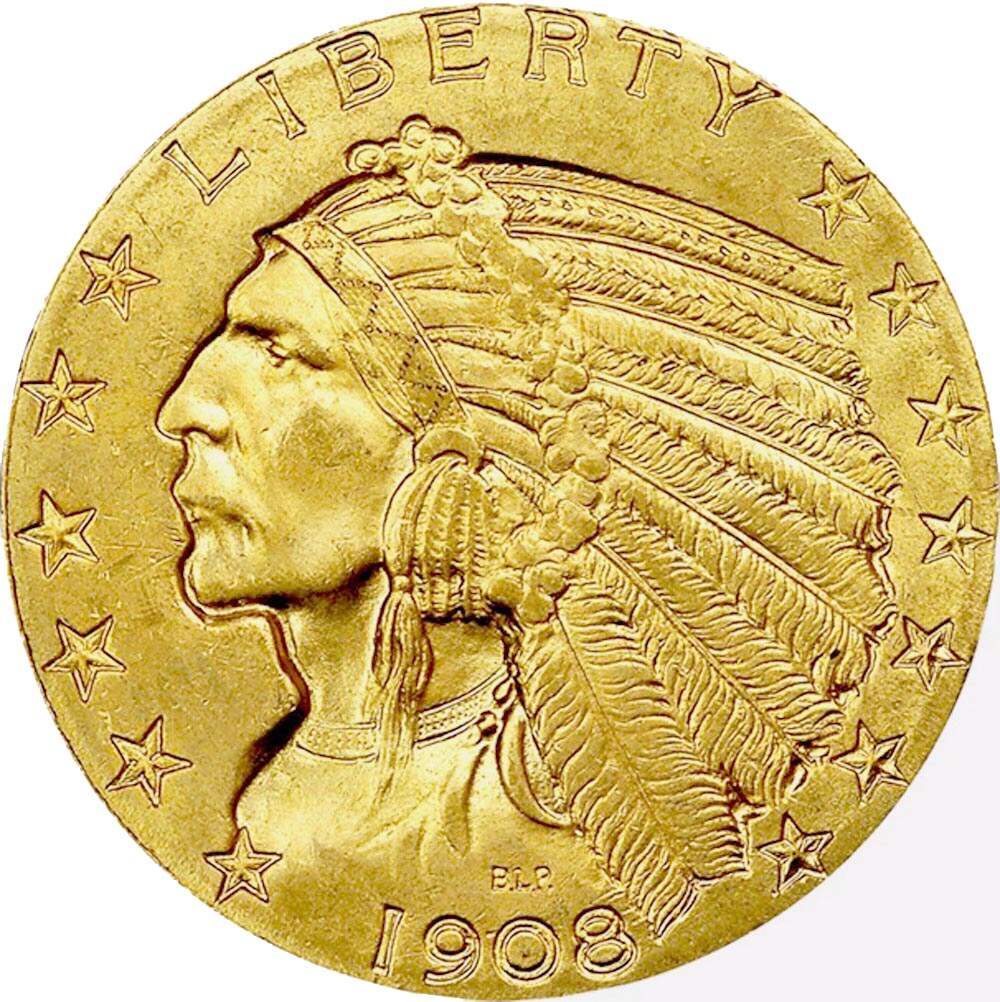 (Only 2 sets left)1908-1929 Indian Head $2.5 Gold Coin Fine Uncirculated Limited Edition