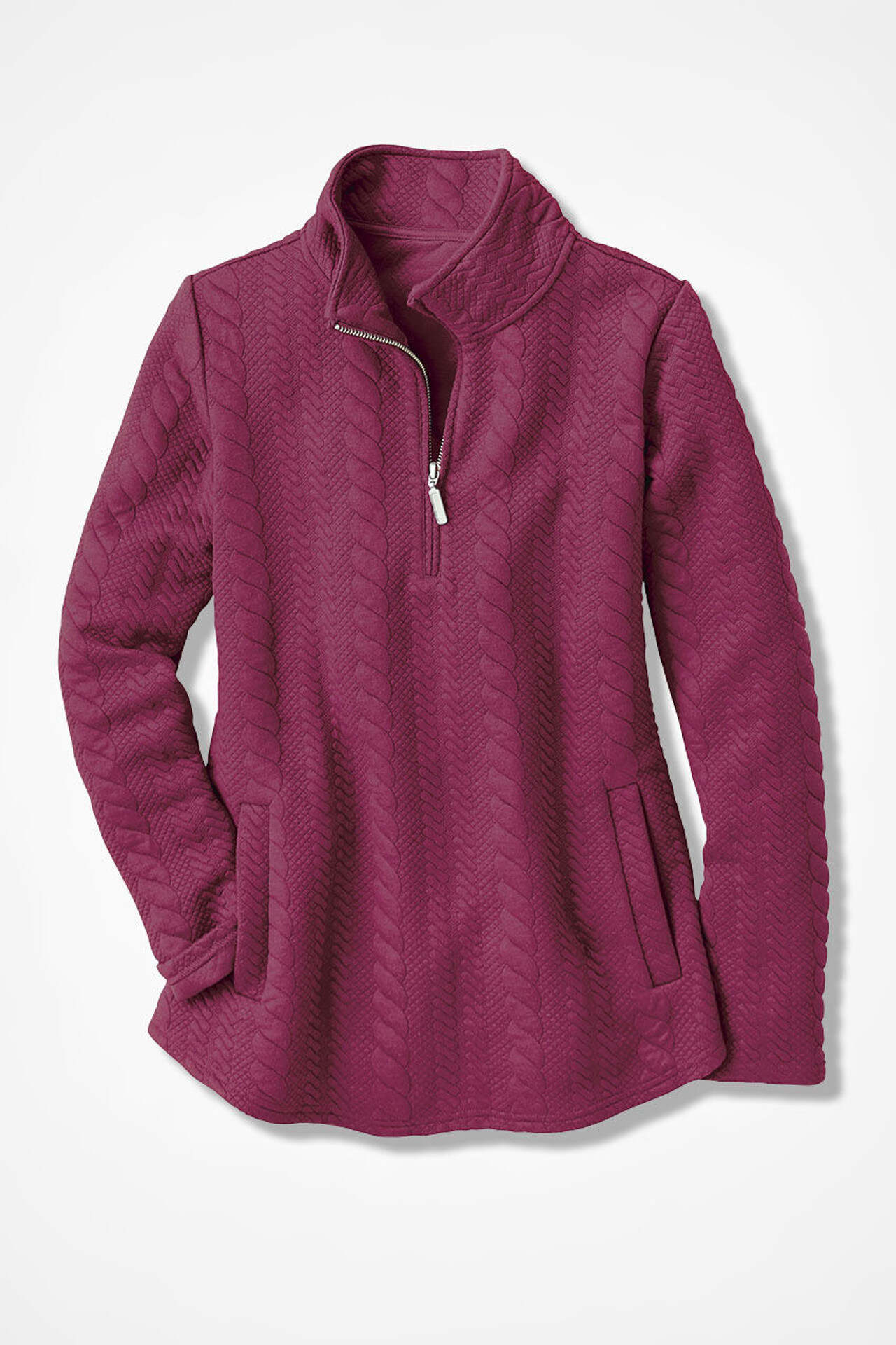 Cabled Quarter-Zip Sweatshirt
