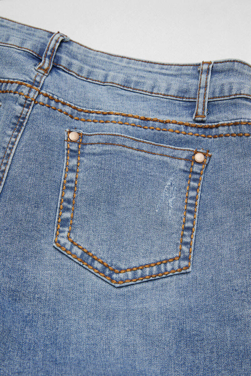 Wash Contrast Stitch Low Waist Bootcut Jeans