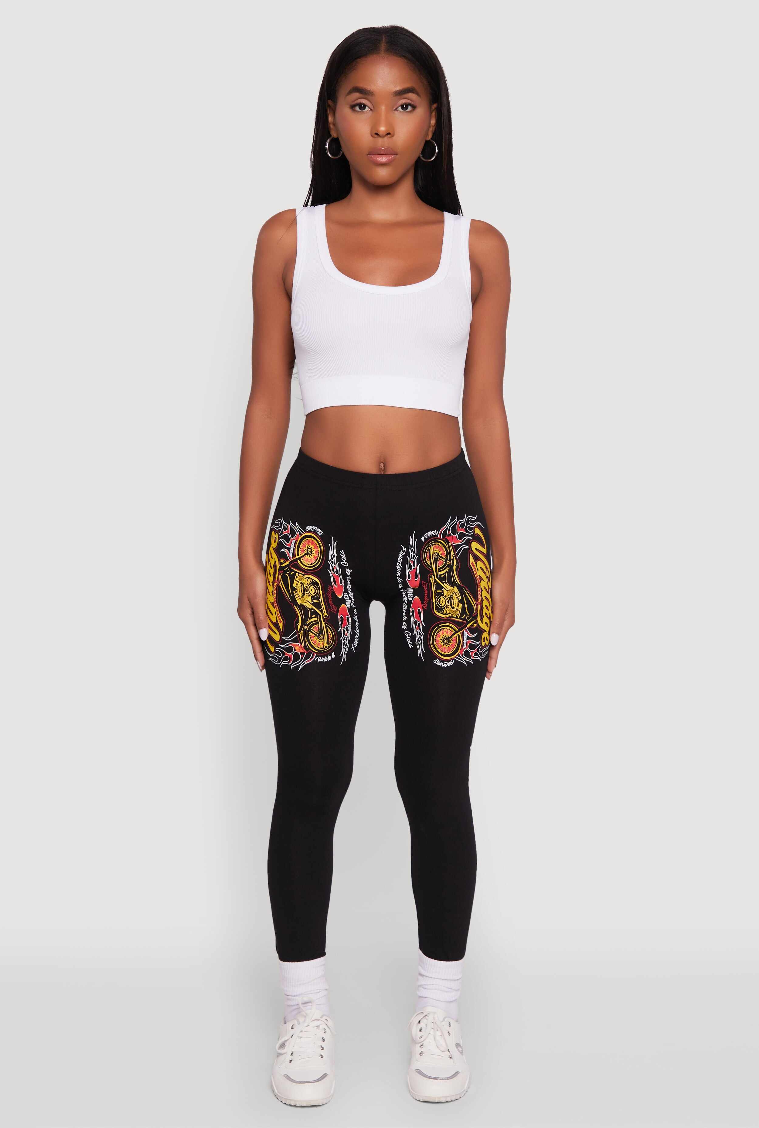 Vintage Motorcycle Graphic Leggings