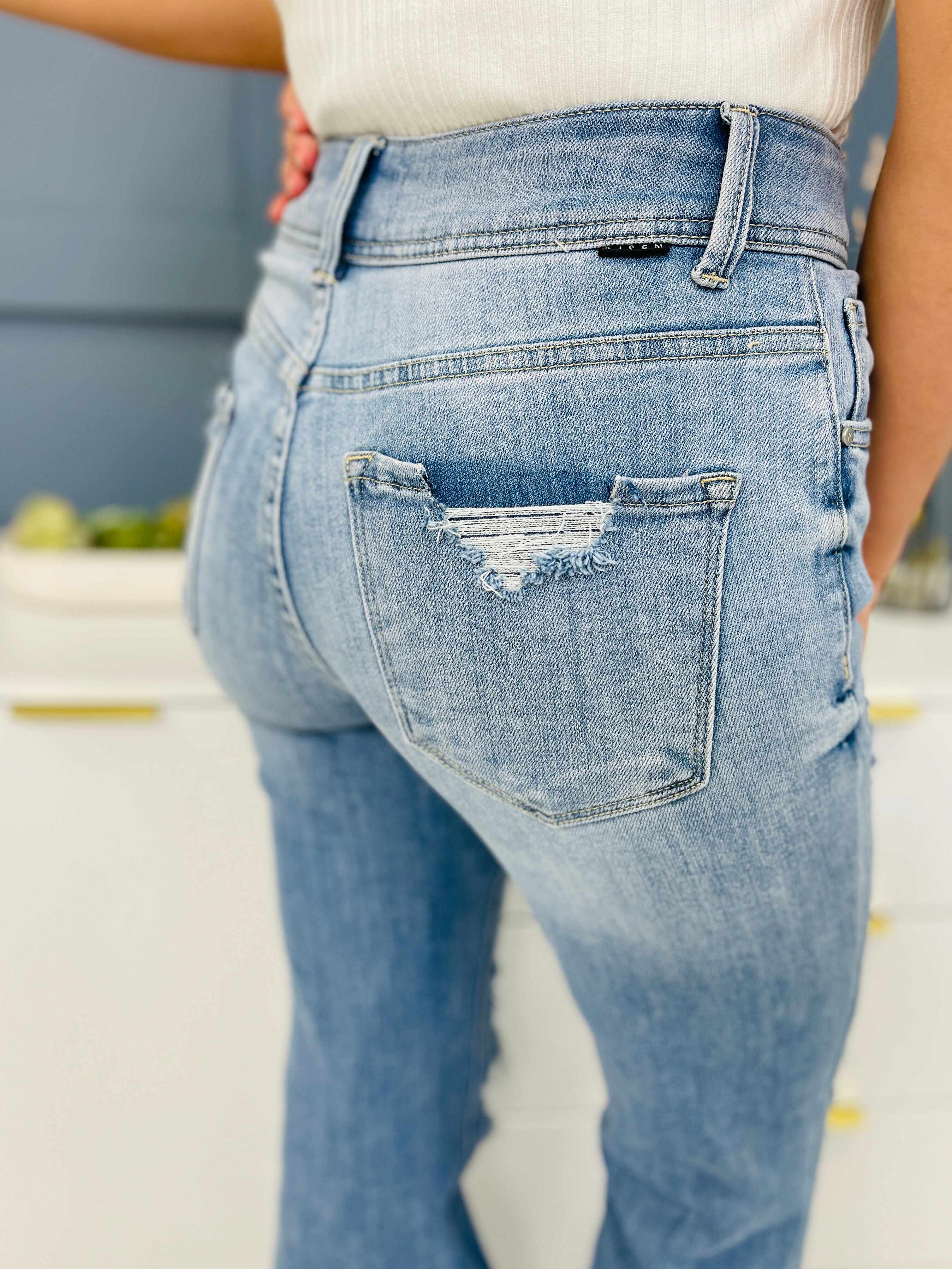 Risen PLUS/REG Say Yes to Distressed Wide Flare Jeans