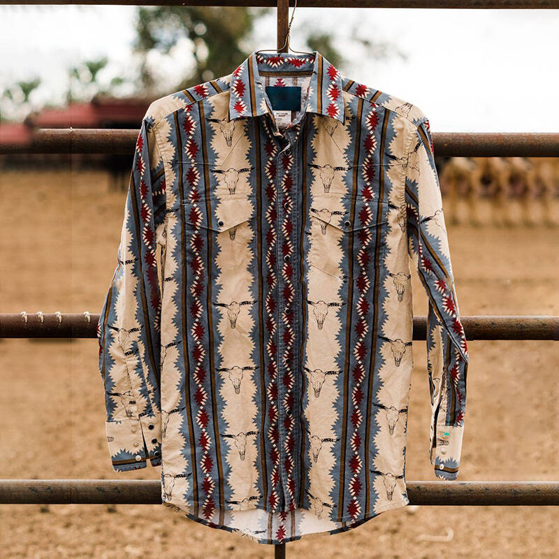 Casual Vintage Western Print Shirt