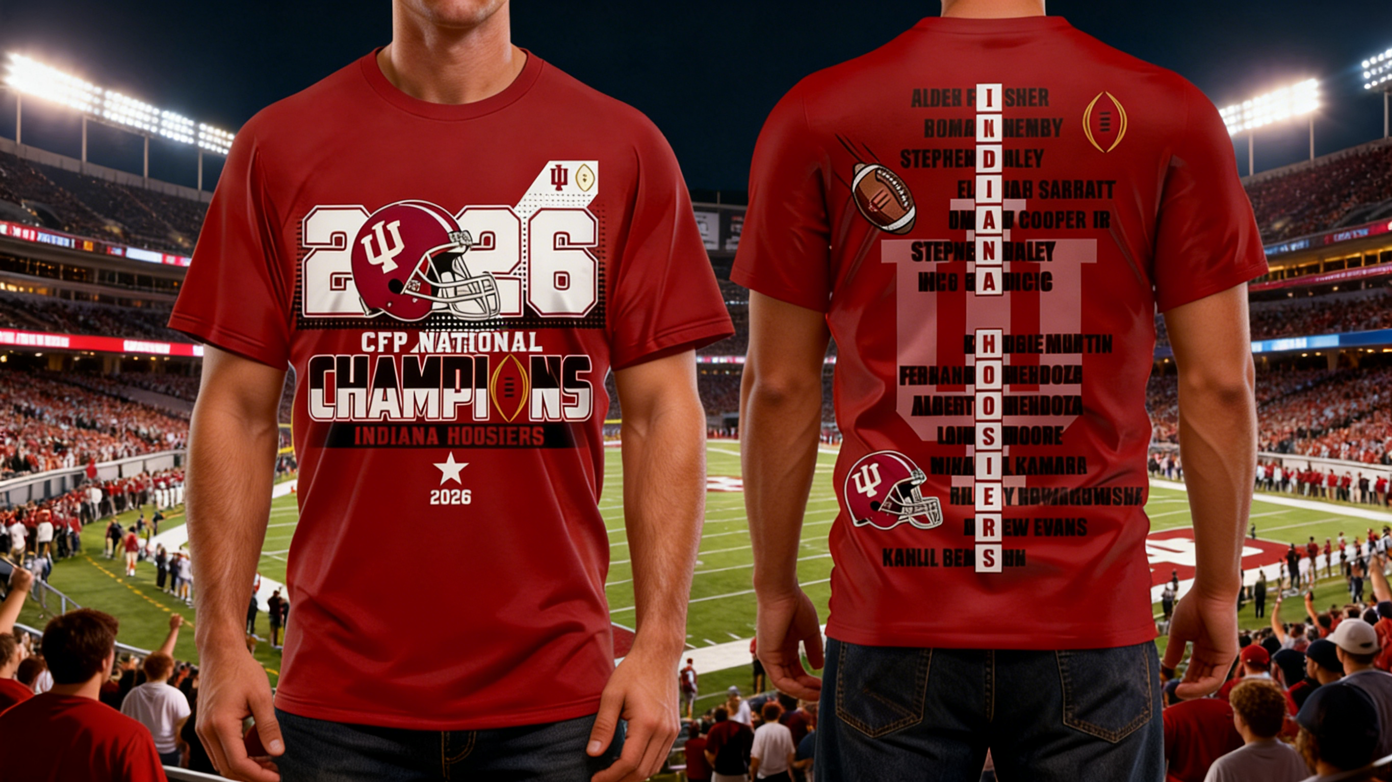 Glory Crown! Indiana Hoosiers 2026 CFP National Champions Limited 3D Jersey