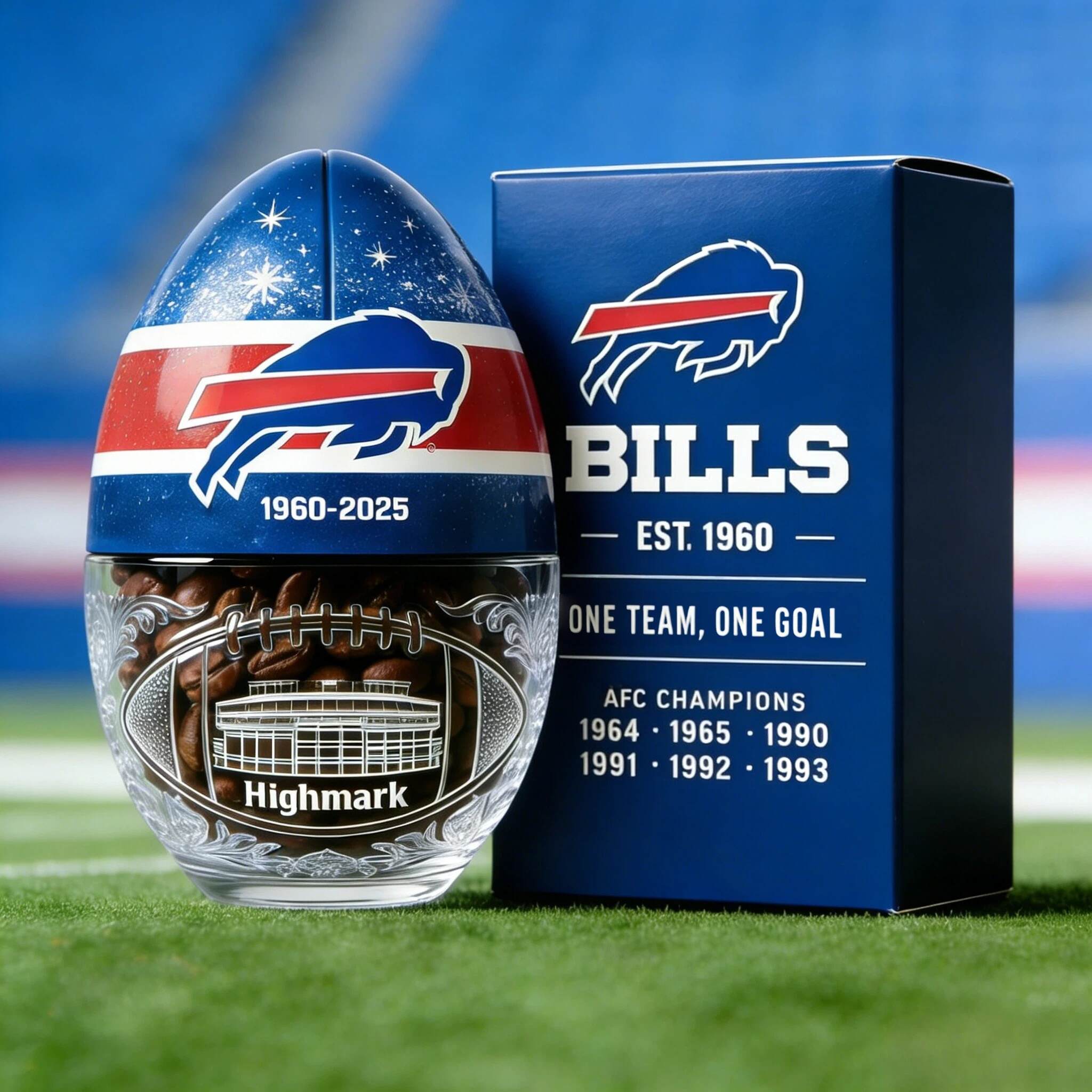 Bills 65th Anniversary Football Coffee Bean Collector Jar