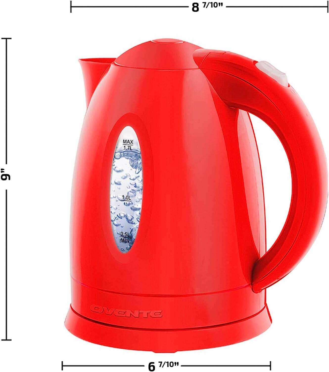 OVENTE Electric Kettle Hot Water Heater 1.7 Liter - BPA Free Fast Boiling Cordless Water Warmer - Auto Shut Off Instant Water Boiler for Coffee & Tea Pot - White KP72W