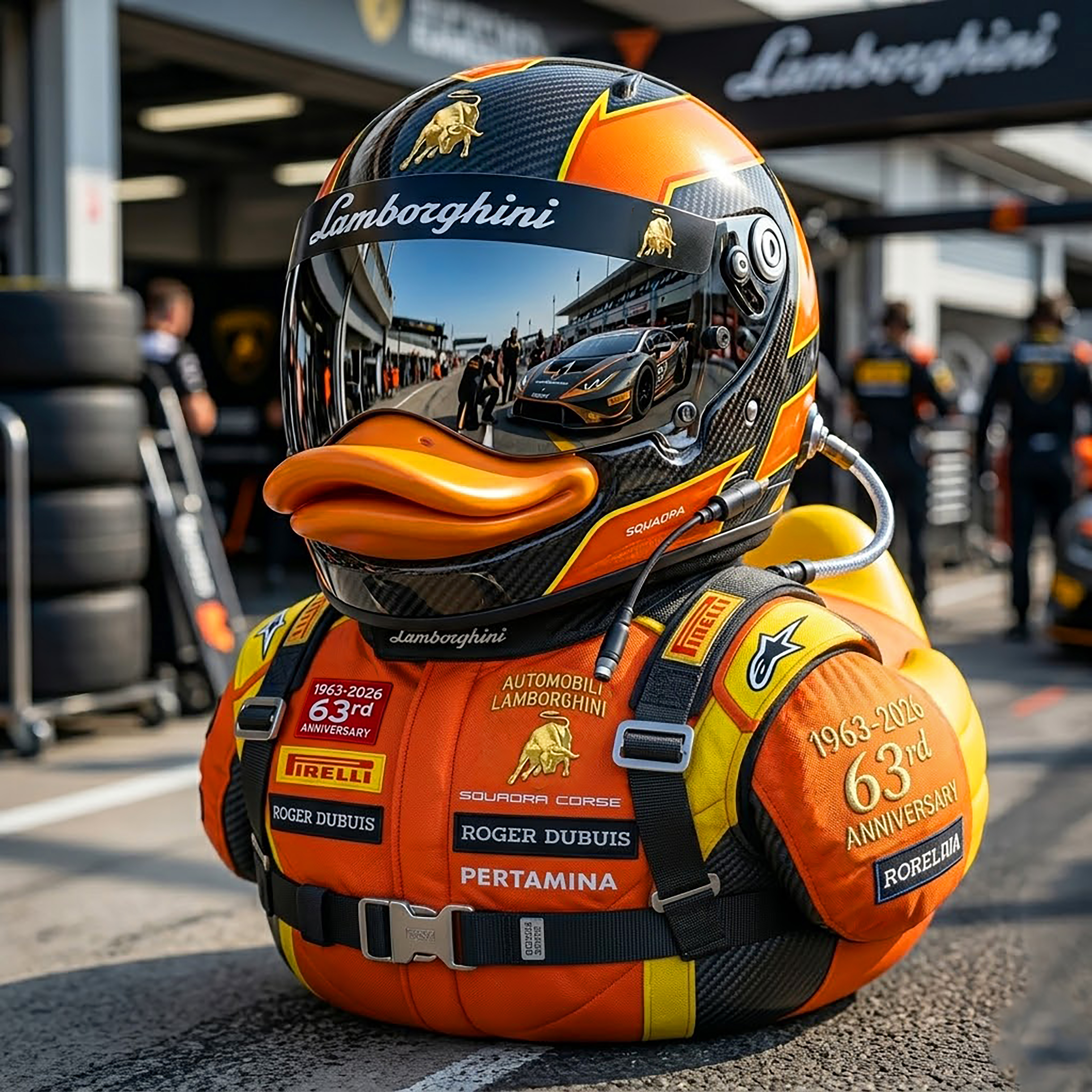 🎁Lamborghini 63rd Anniversary Squadra Corse Racing Duck Collectible🎉