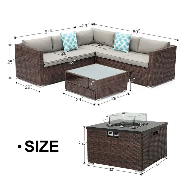 Sabine 5 - Person Outdoor Seating Group with Cushions