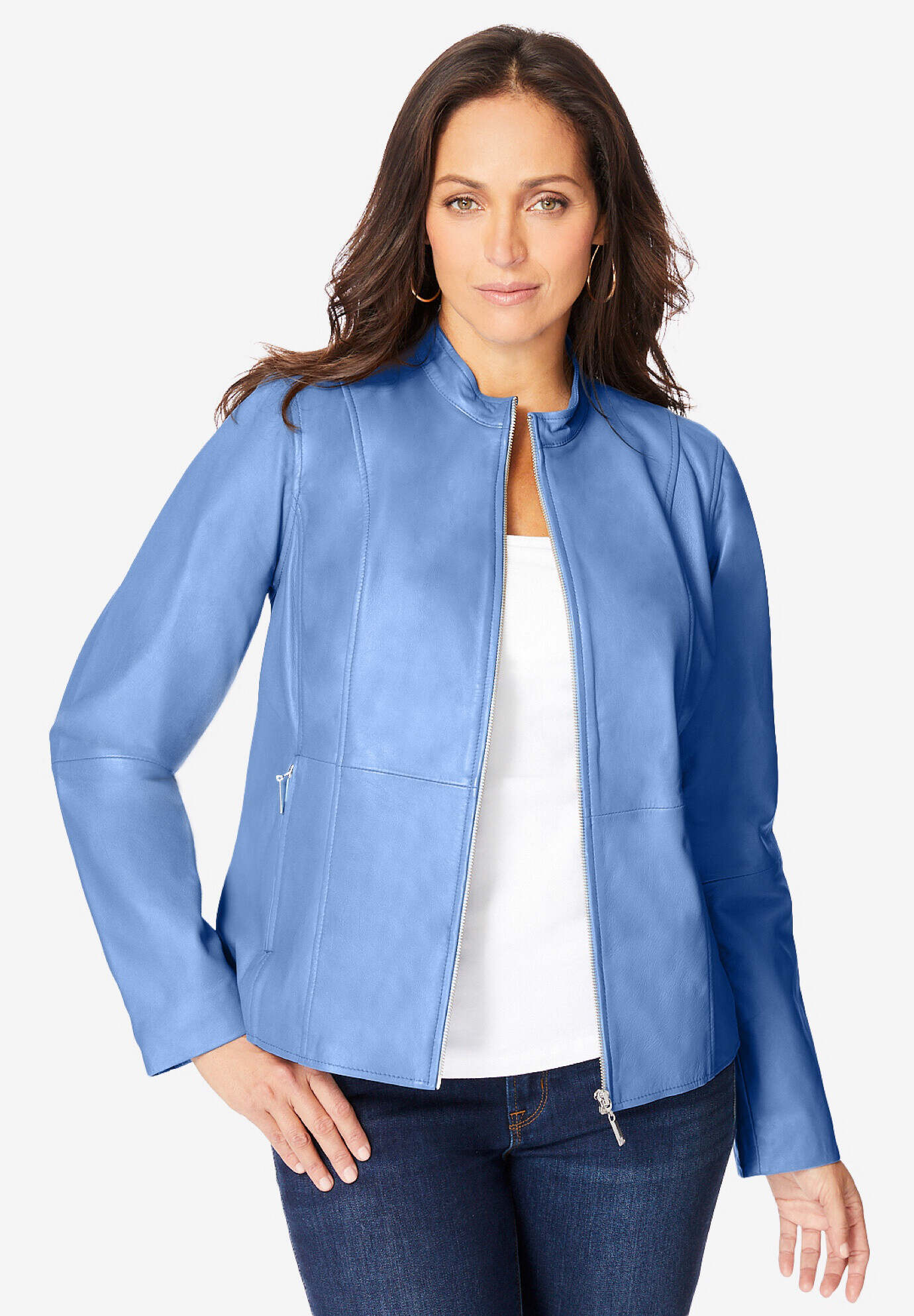 Zip Front Leather Jacket
