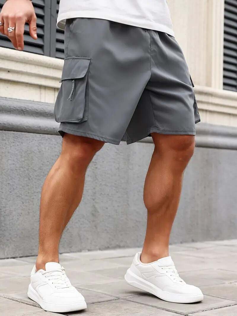 🔥Men's 8-Pack Plus Size Solid Flap Pocket Cargo Shorts