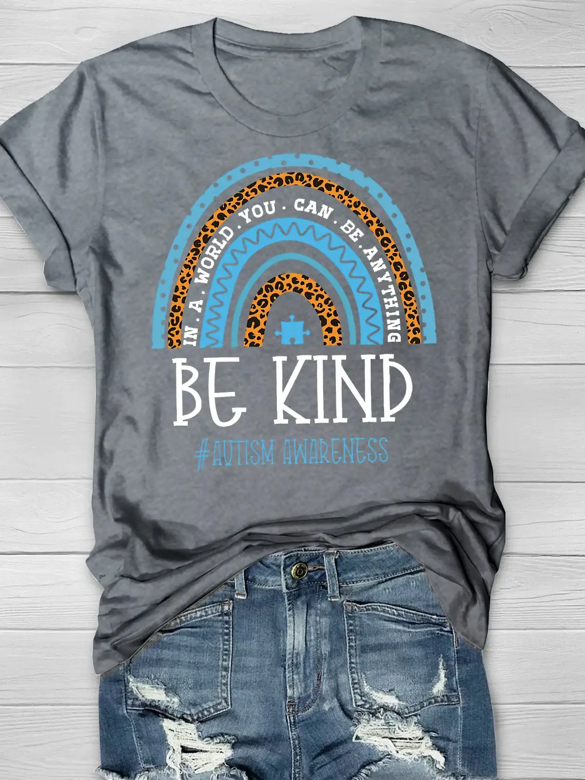 Autism Awareness Be Kind Printing T-shirt