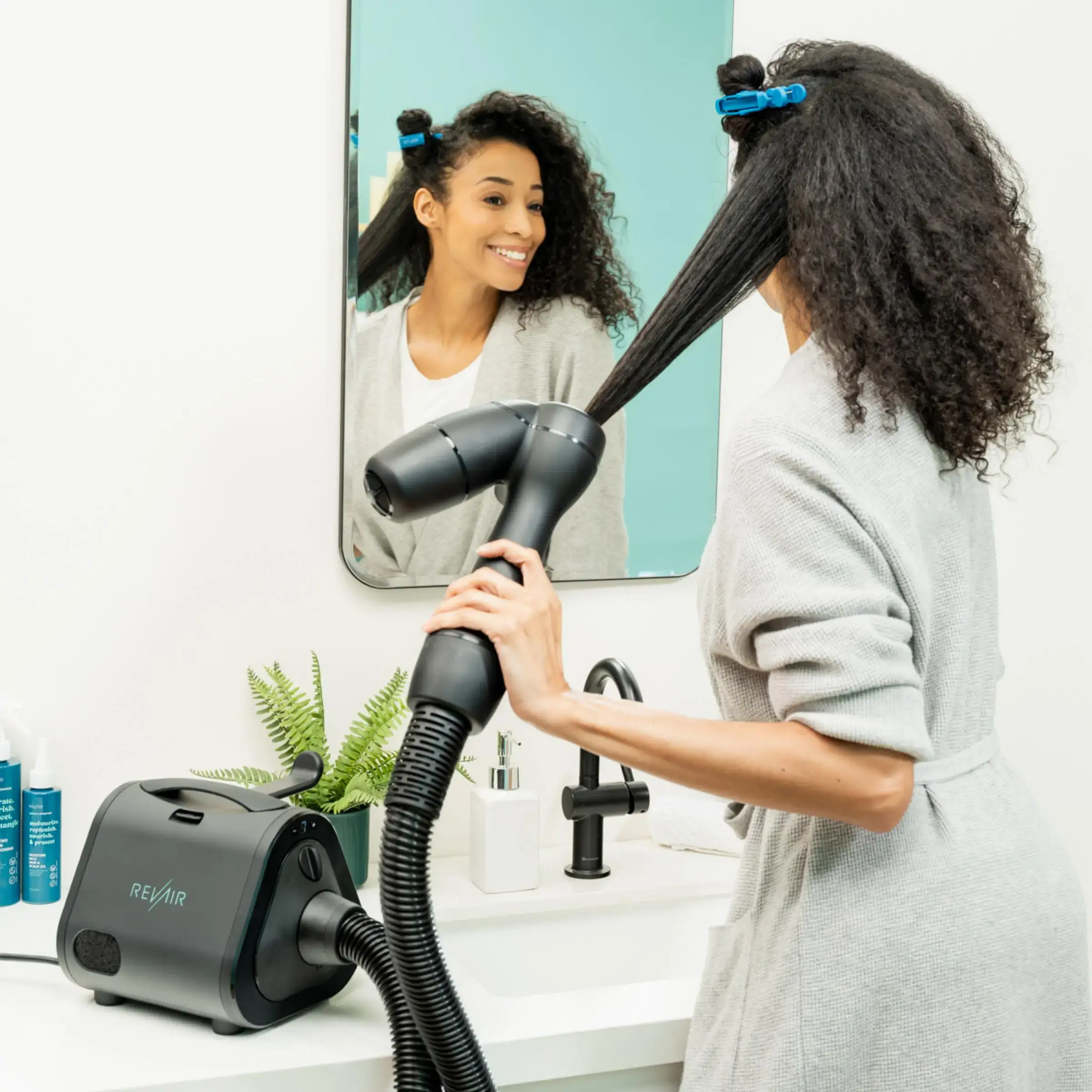 RevAir Reverse-Air Dryer - Fastest Healthiest & Easiest Hair Drying Solution for USA & Canada Use Only 120V US/CA Smooth Hair Care with Variable Tension Settings & Internal Temperature Sensors