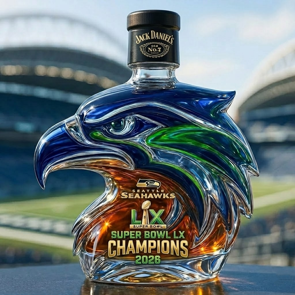 Seattle Seahawks Super Bowl LX Champions Commemorative Whiskey Bottle
