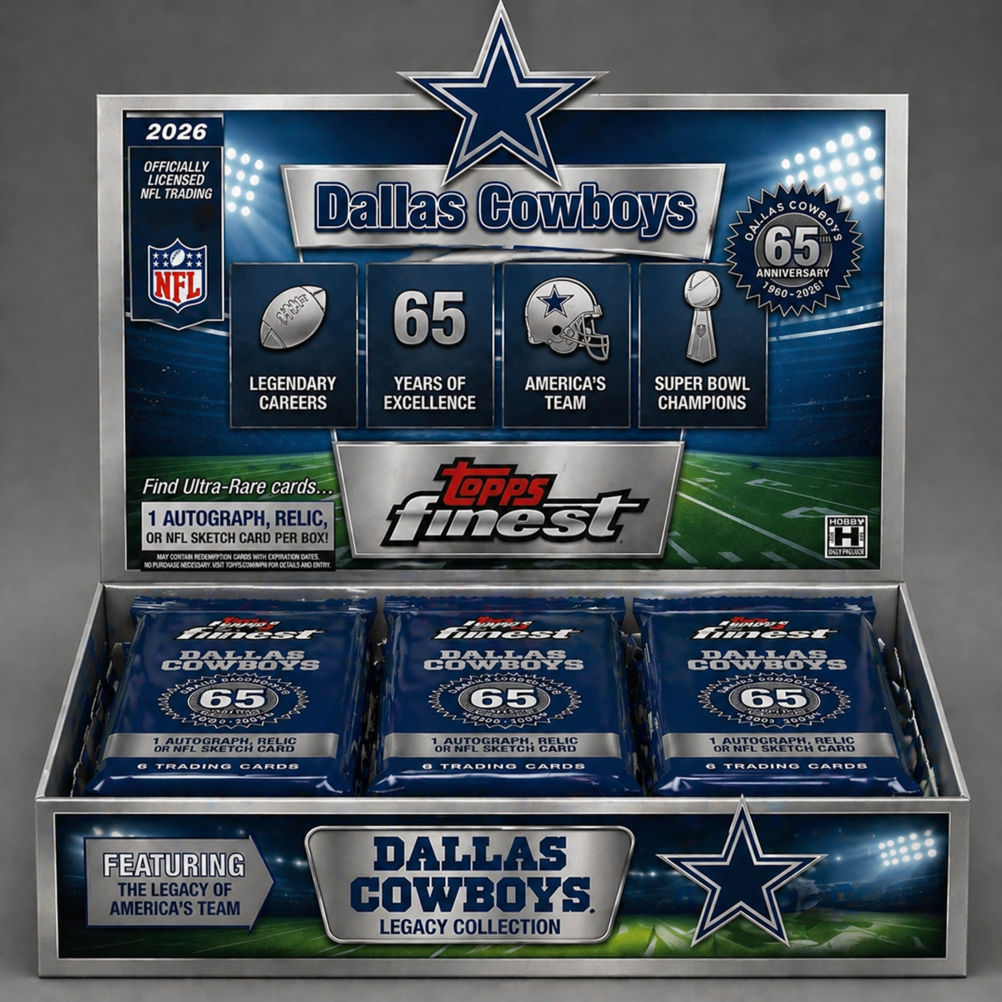 2026 Dallas Cowboys 65th Anniversary Trading Cards Hobby Box