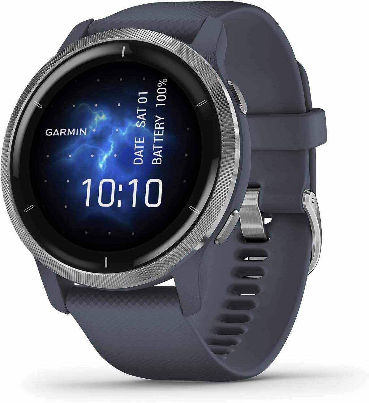 Garmin Venu 2, GPS Smartwatch with Advanced Health Monitoring and Fitness Features, Slate Bezel with Black Case and Silicone Band , 27.9 mm