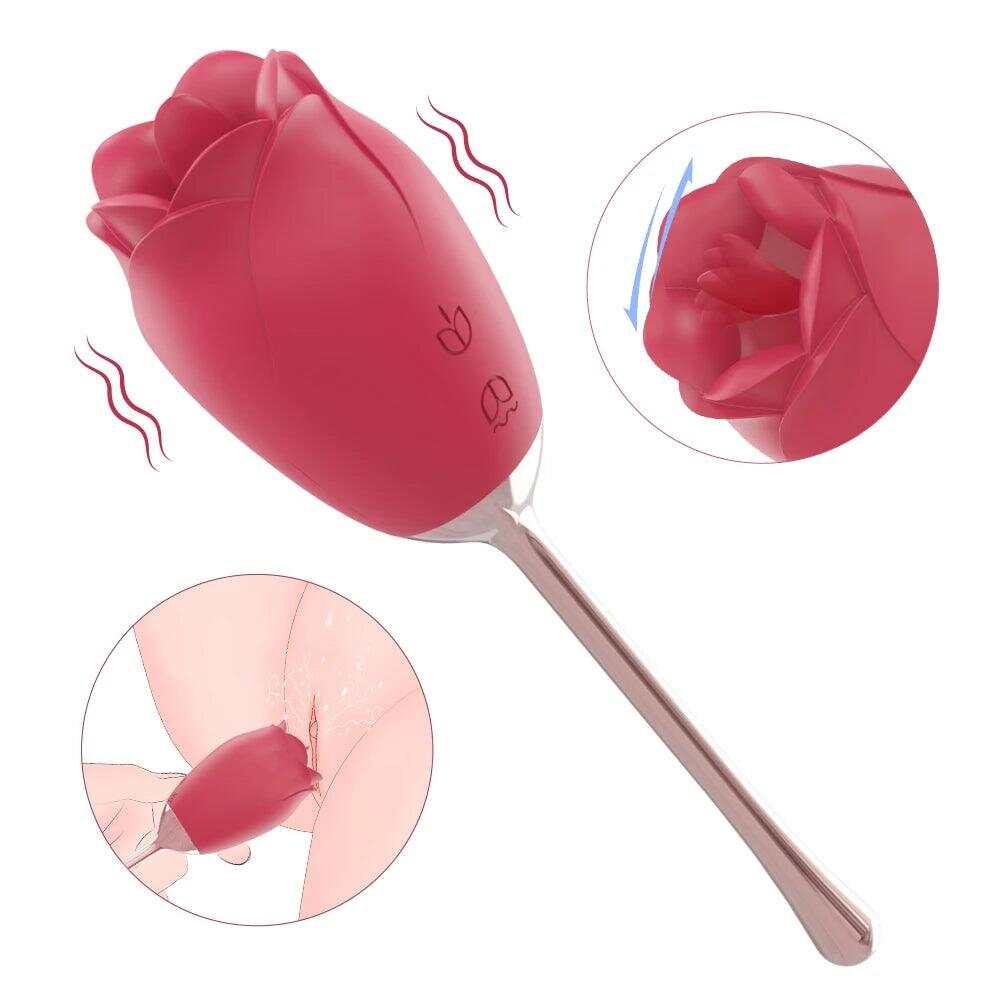 Rose-Shaped Tongue-Licking Vibrator – Multi-Frequency Clitoral & Massage Stimulator