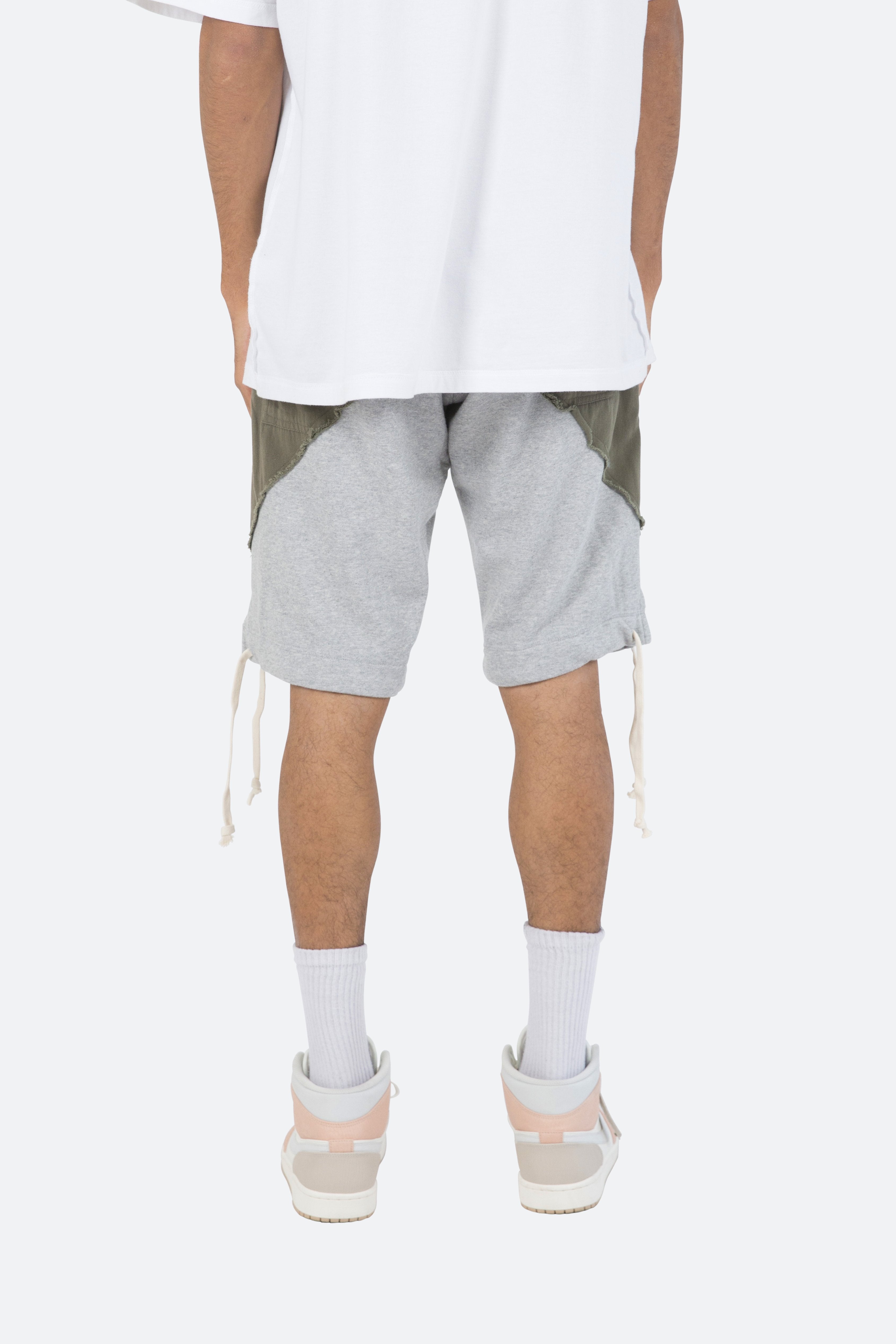 Paneled Sweatshorts - Olive/Grey