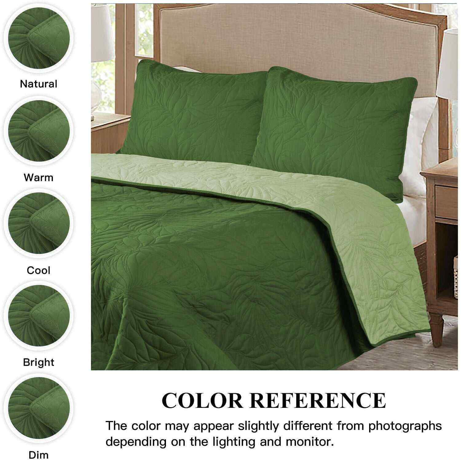 3 Piece Oversized Ultrasonic Embossed Bedspread Set with Botanical Pattern-Sophia
