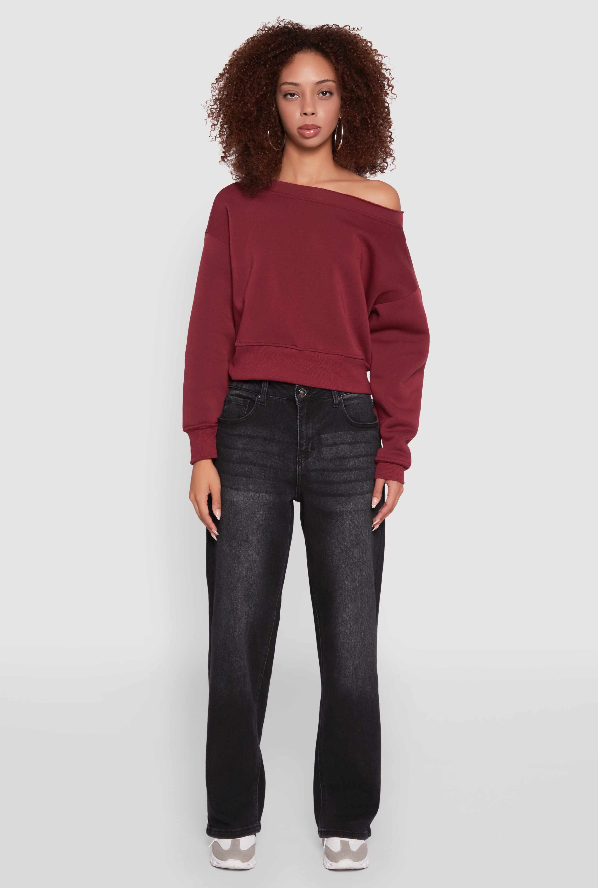 Long Sleeve Fleece Lined Crop Sweatshirt