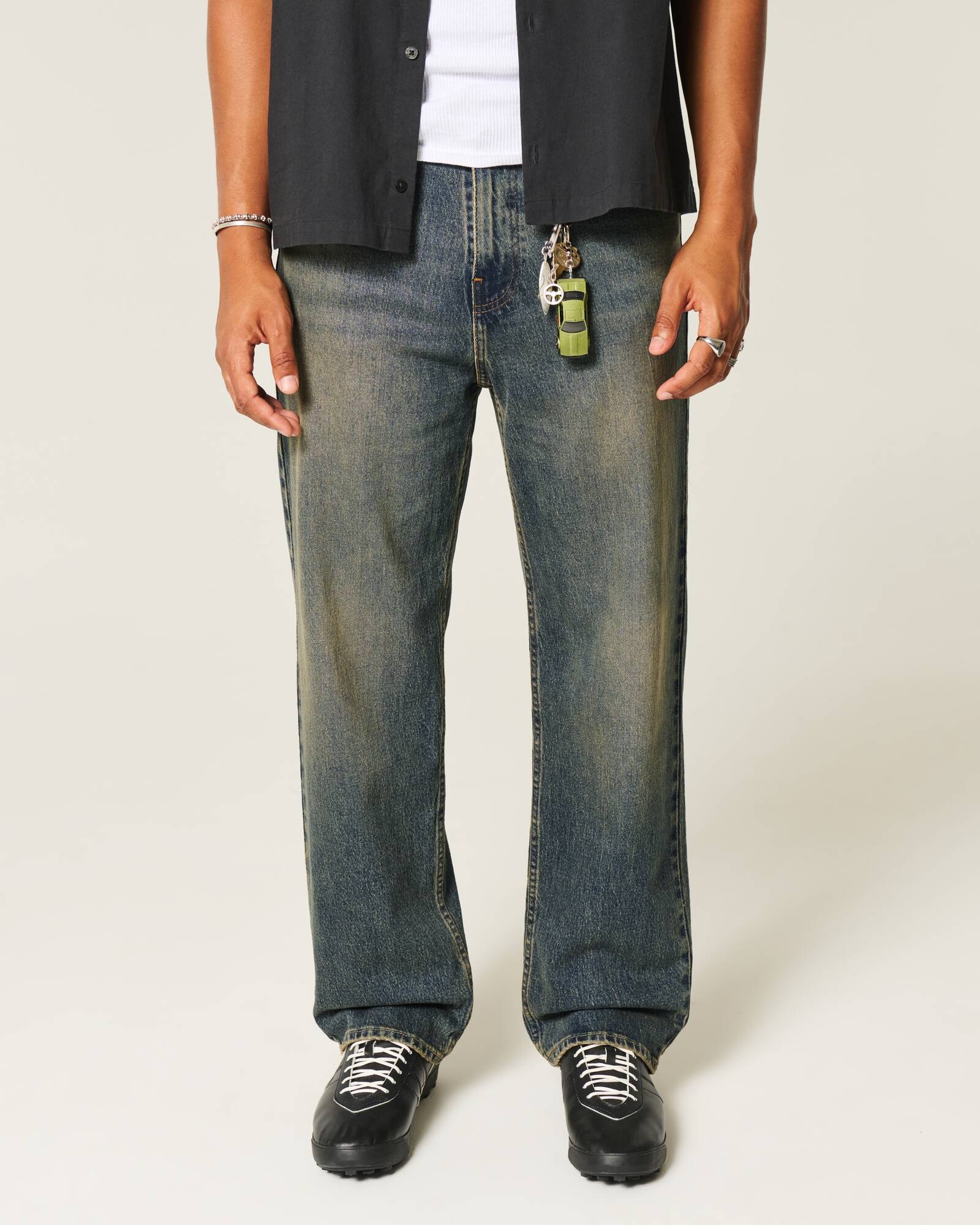 Railroad Stripe Baggy Painter Jeans