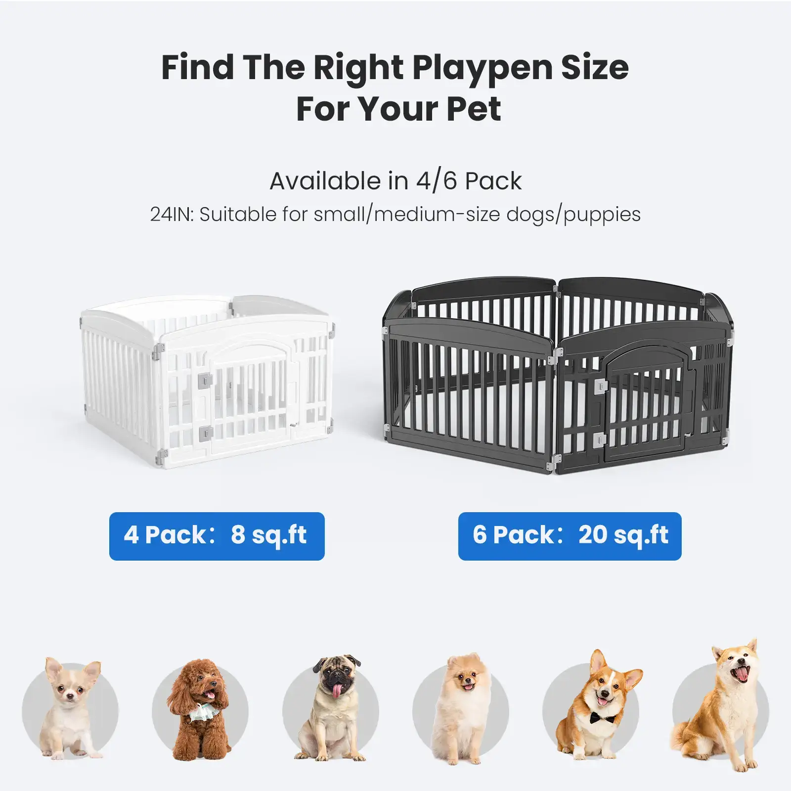 【Deals for You Days】Plastic Pet Playpen - Portable Puppy Fence, Durable Puppy Exercise Pen with Lockable Playpen Gate, Non-Slip Bottom, for Indoor & Outdoor Use, Playpen Gate Playpens