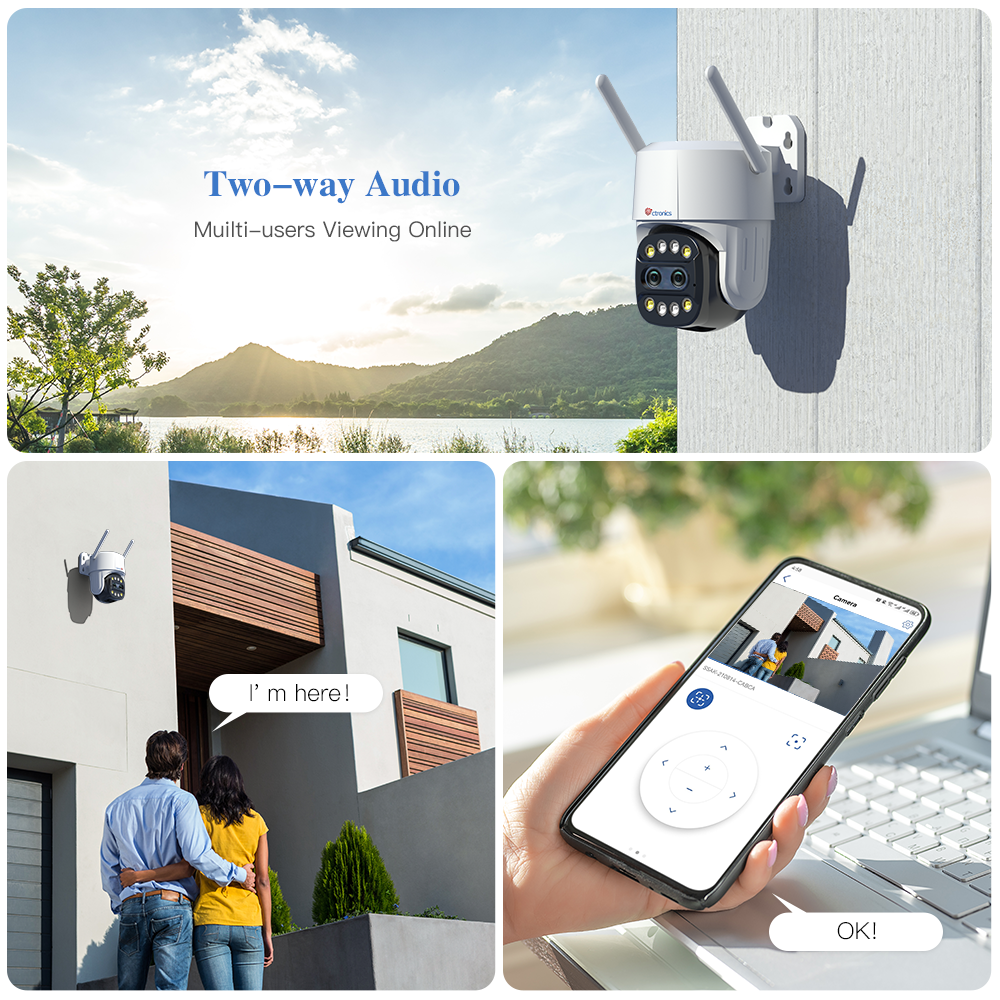 【2nd item $19.99】Ctronics 6X Hybrid Zoom Outdoor Surveillance Camera with Dual Lens