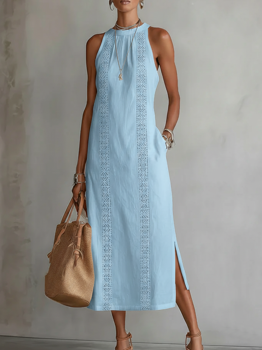 🔥Summer Arrivals🌟🌿 Retro Cozy Lace Minimalist Linen Dress — Timeless. Elegant. Effortlessly You.