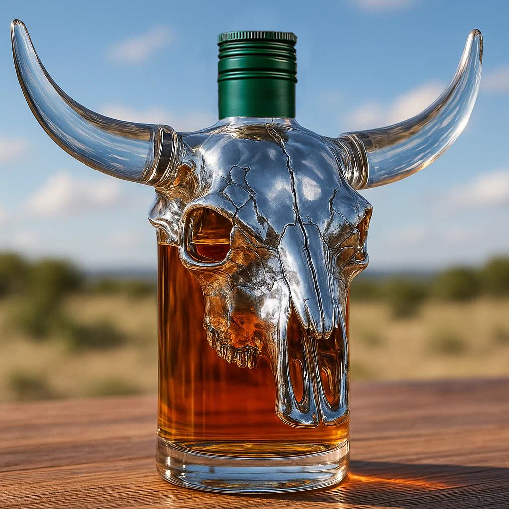 Bull skull whiskey bottle