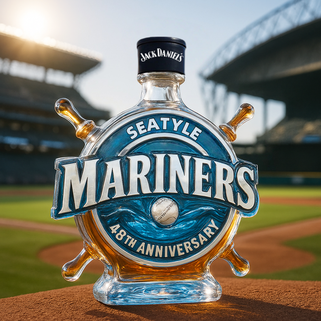 Seattle Mariners 48th Anniversary Whiskey Bottle