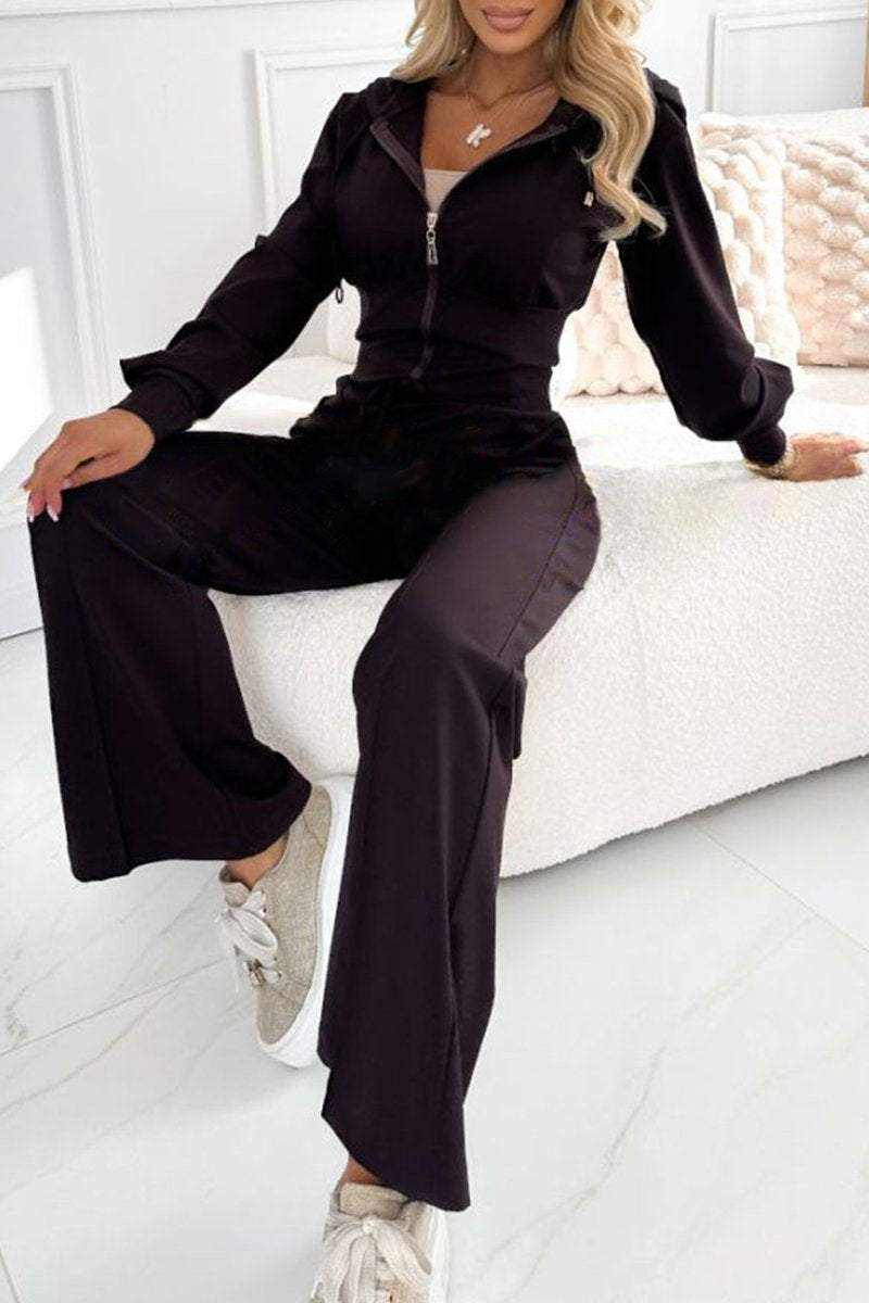 Women's Hooded Long-sleeved Casual Waist-hugging Suit