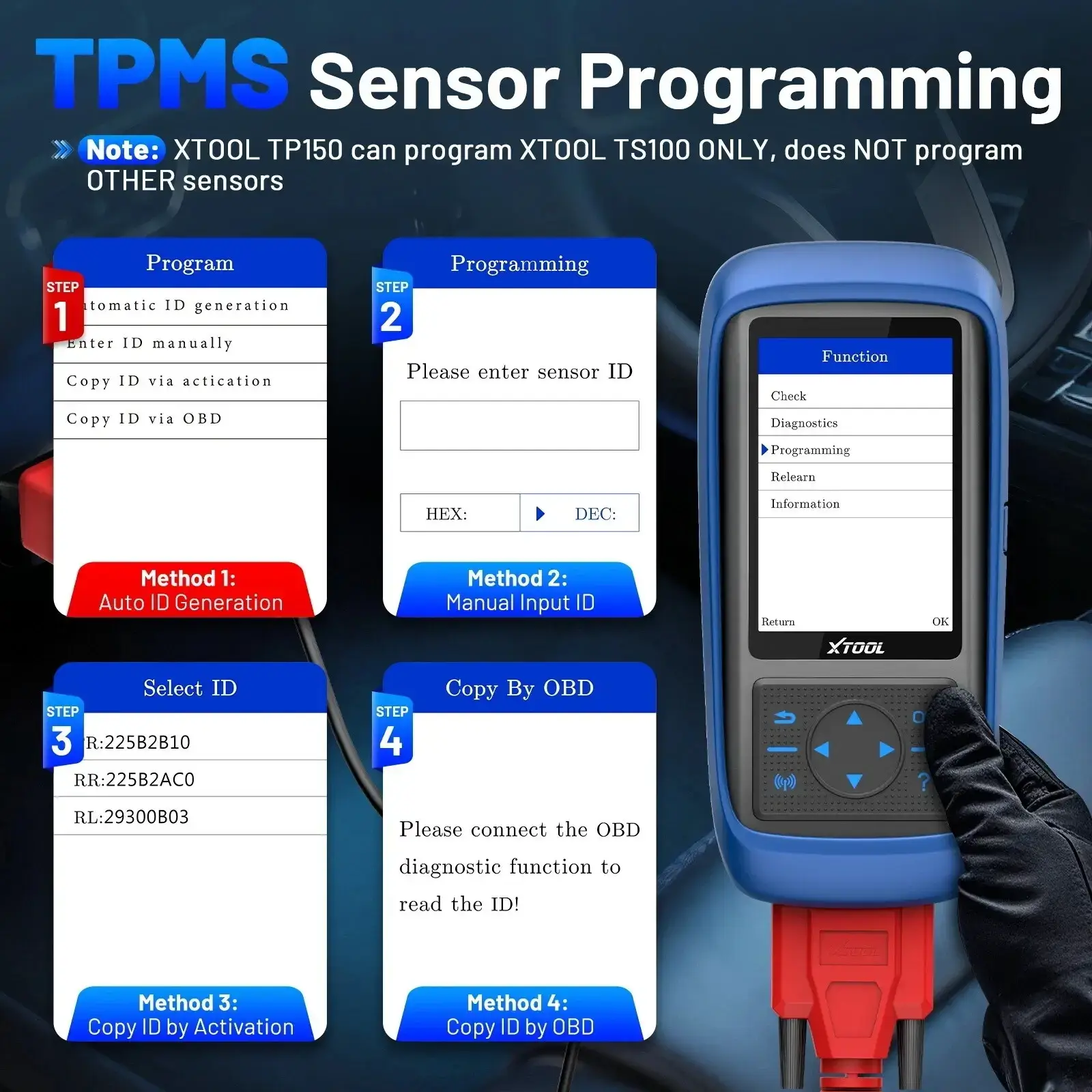 TP150 TPMS Programming Tool, 2026 TPMS Relearn Tool, Activate/Relearn/Diagnosis All Known TPMS Sensors, Program TS100 Sensors (315/433MHz), TPMS Reset Tool TPMS Programmer