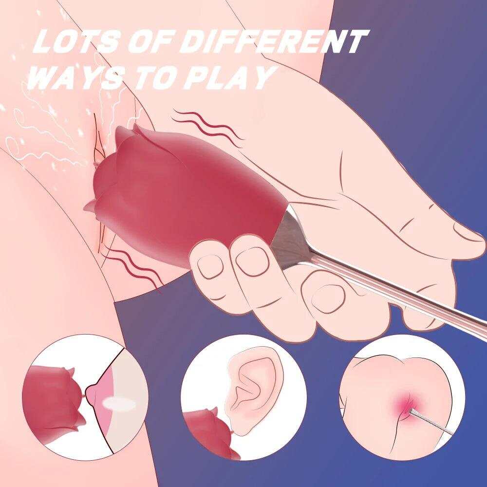 Rose-Shaped Tongue-Licking Vibrator – Multi-Frequency Clitoral & Massage Stimulator