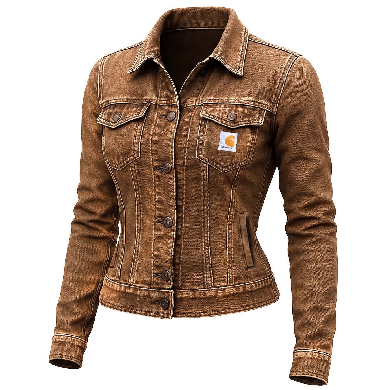 Women's Vintage Western Cowboy Multi-Pocket Distressed Lapel Outdoor Jacket-Black