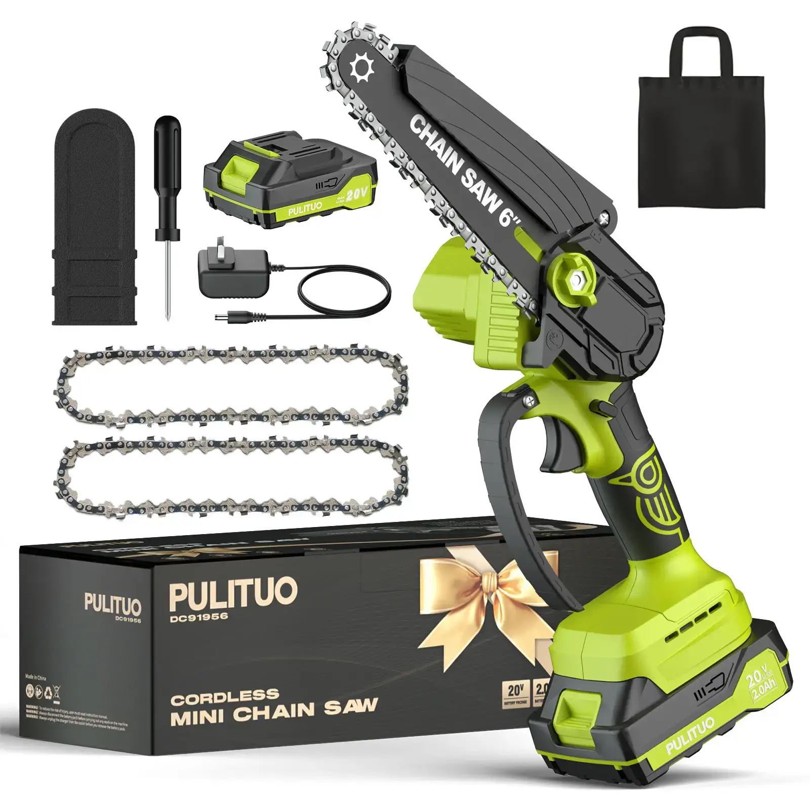 Mini Chainsaw Cordless 6 Inch Battery Powered 880W Motor 4020 RPM for Wood Cutting Tree Trimming Yard Work Garden Tools Gift for Men Dad Husband
