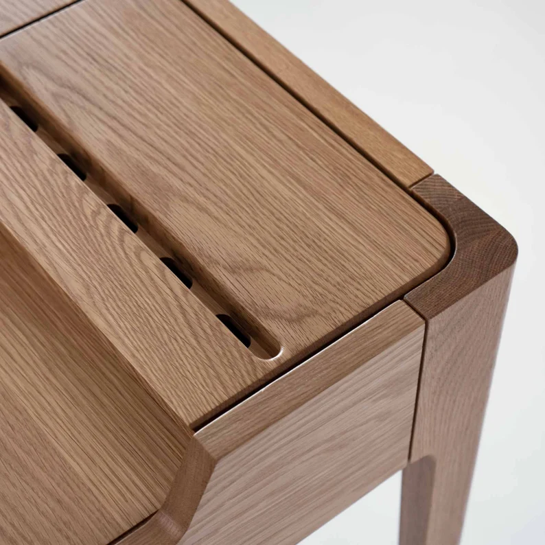 Solid Wood Writing Desk with Drawer and Cable Management | Scandinavian Mid Century Modern Large Desk | Walnut & Oak | NOVA DESK