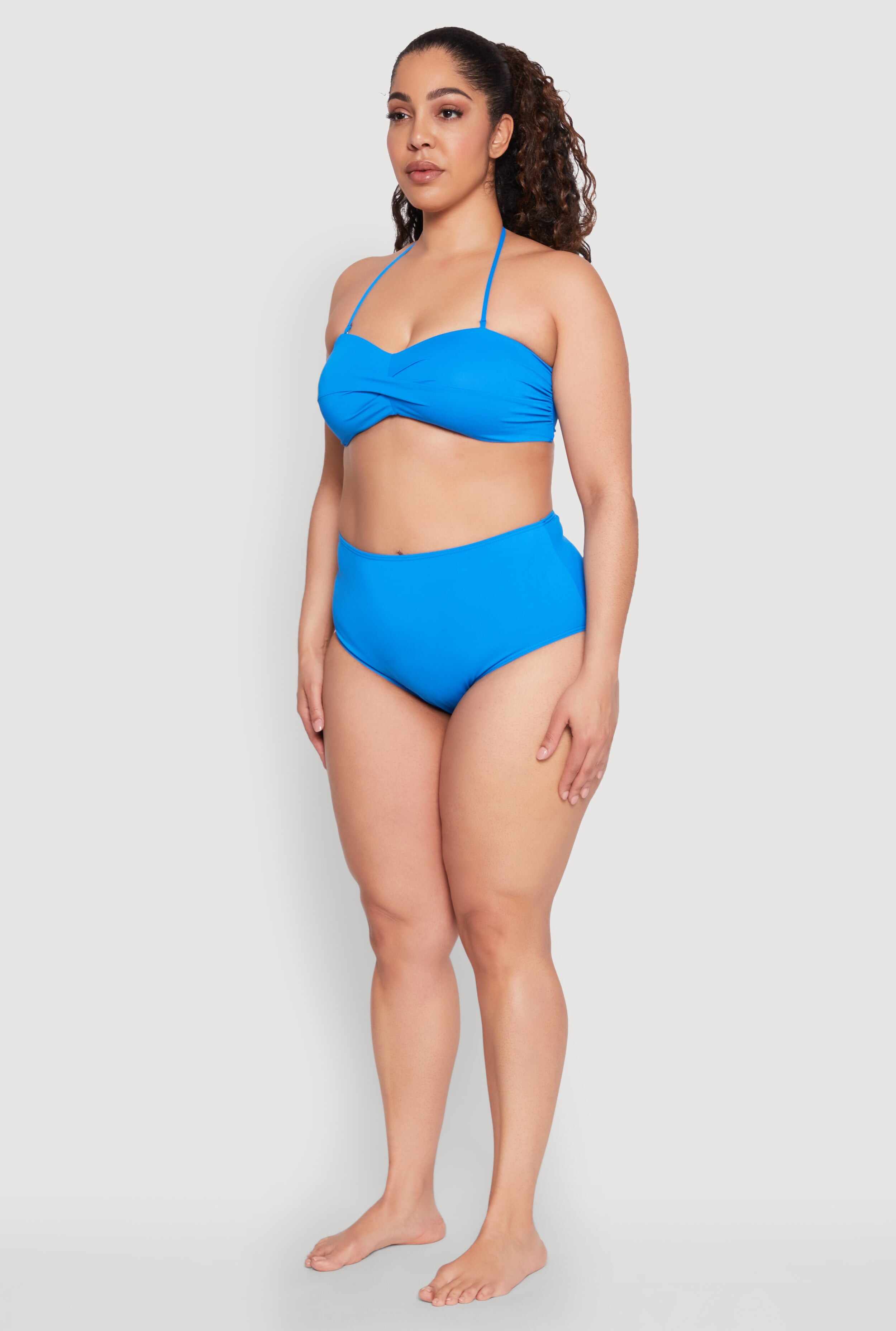 Plus Size Twist Front Swim Bandeau Bikini Top