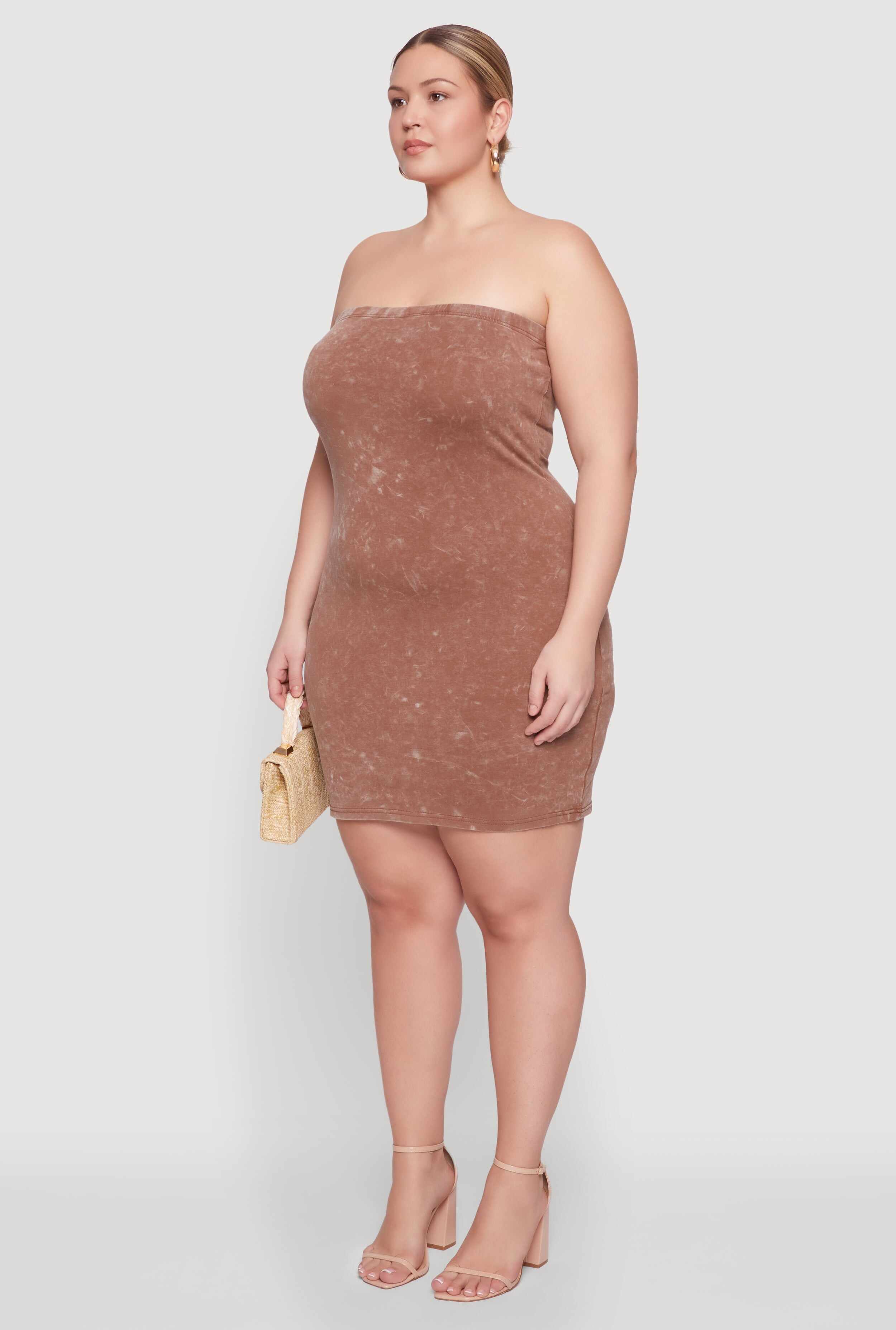 Plus Size Daisy Mineral Wash Mini Strapless Dress