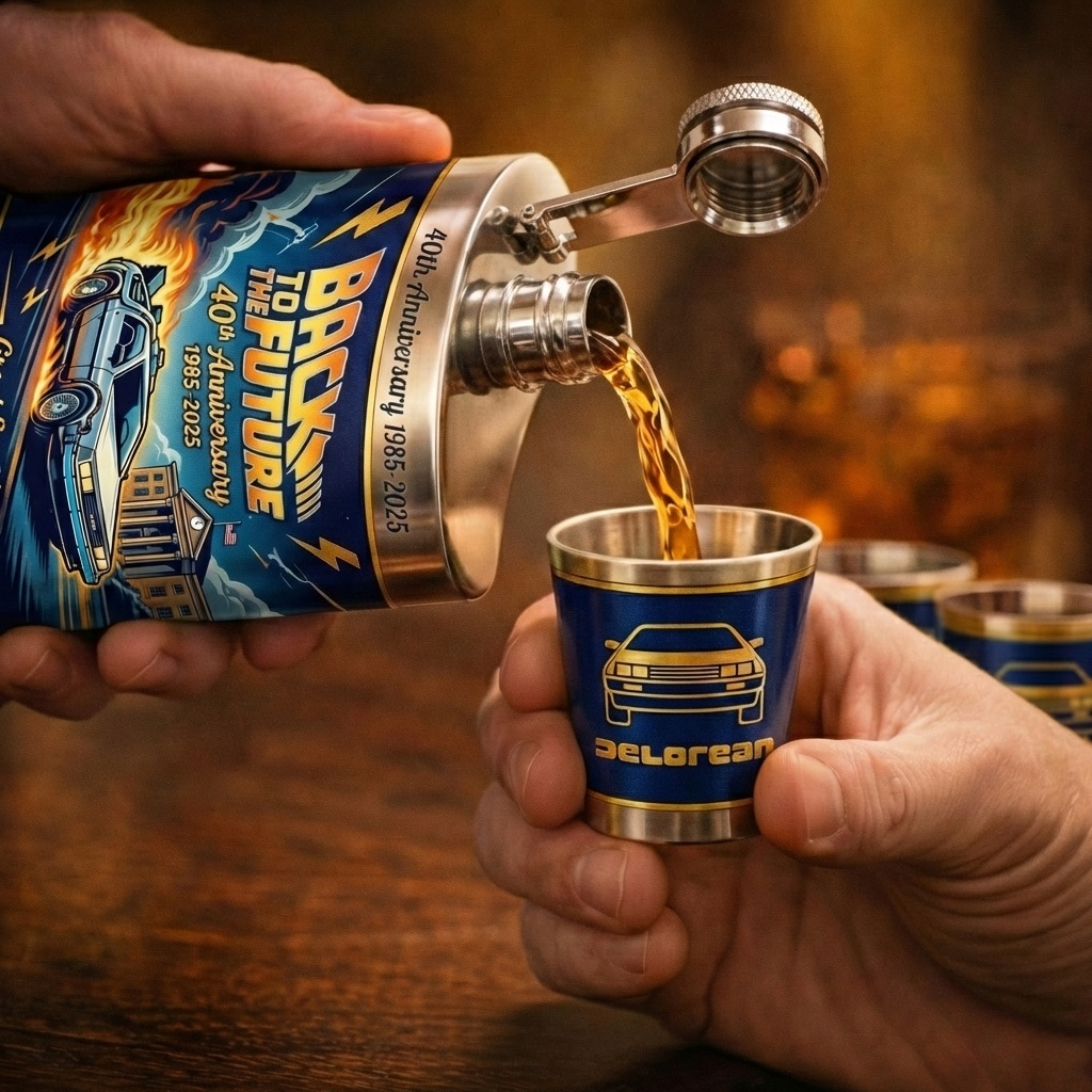 Back to the Future 40th Anniversary Flask Gift Set