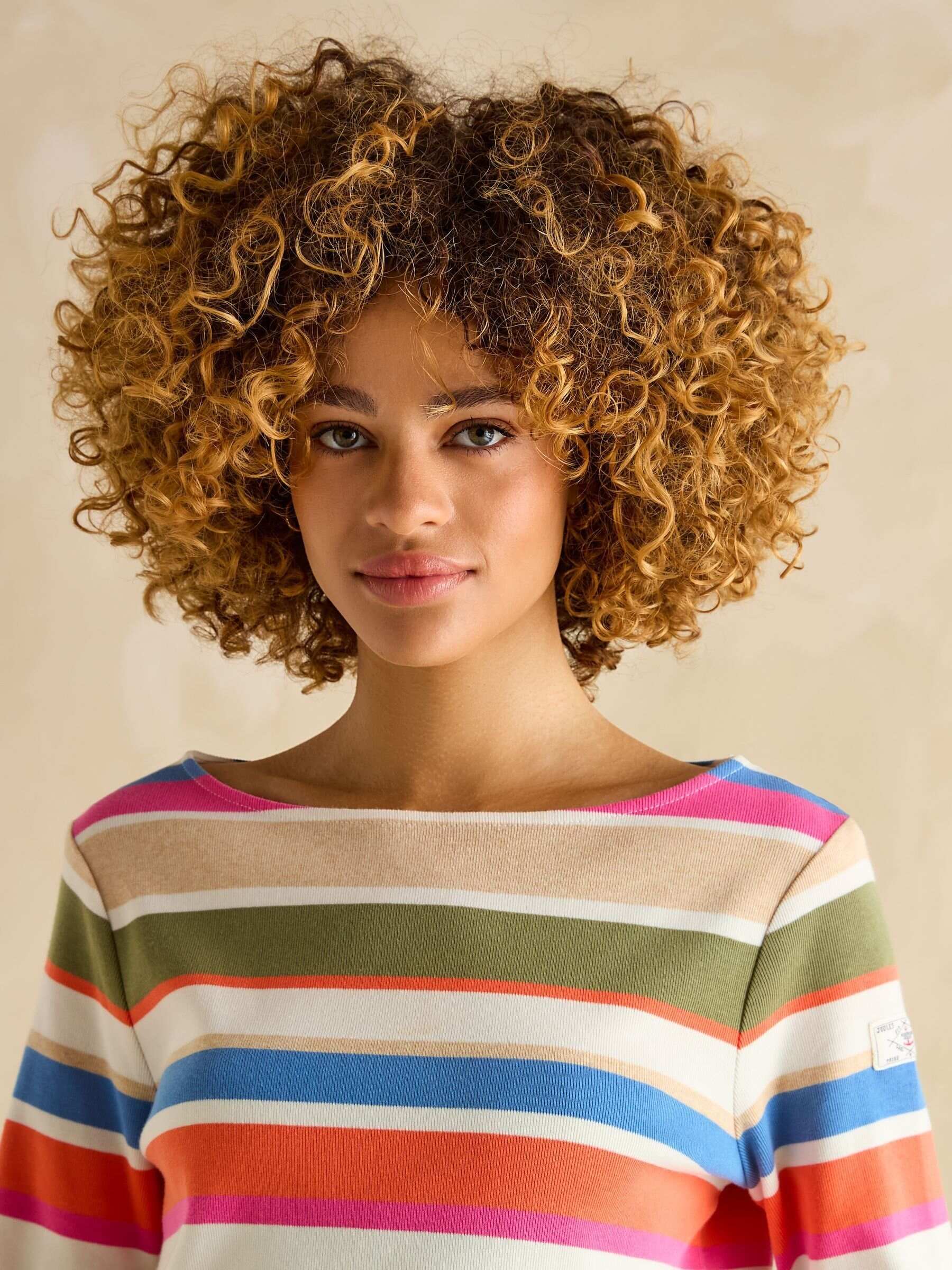 Harbour Green & Pink Elevated Stripe Pastel Boat Neck Breton Top